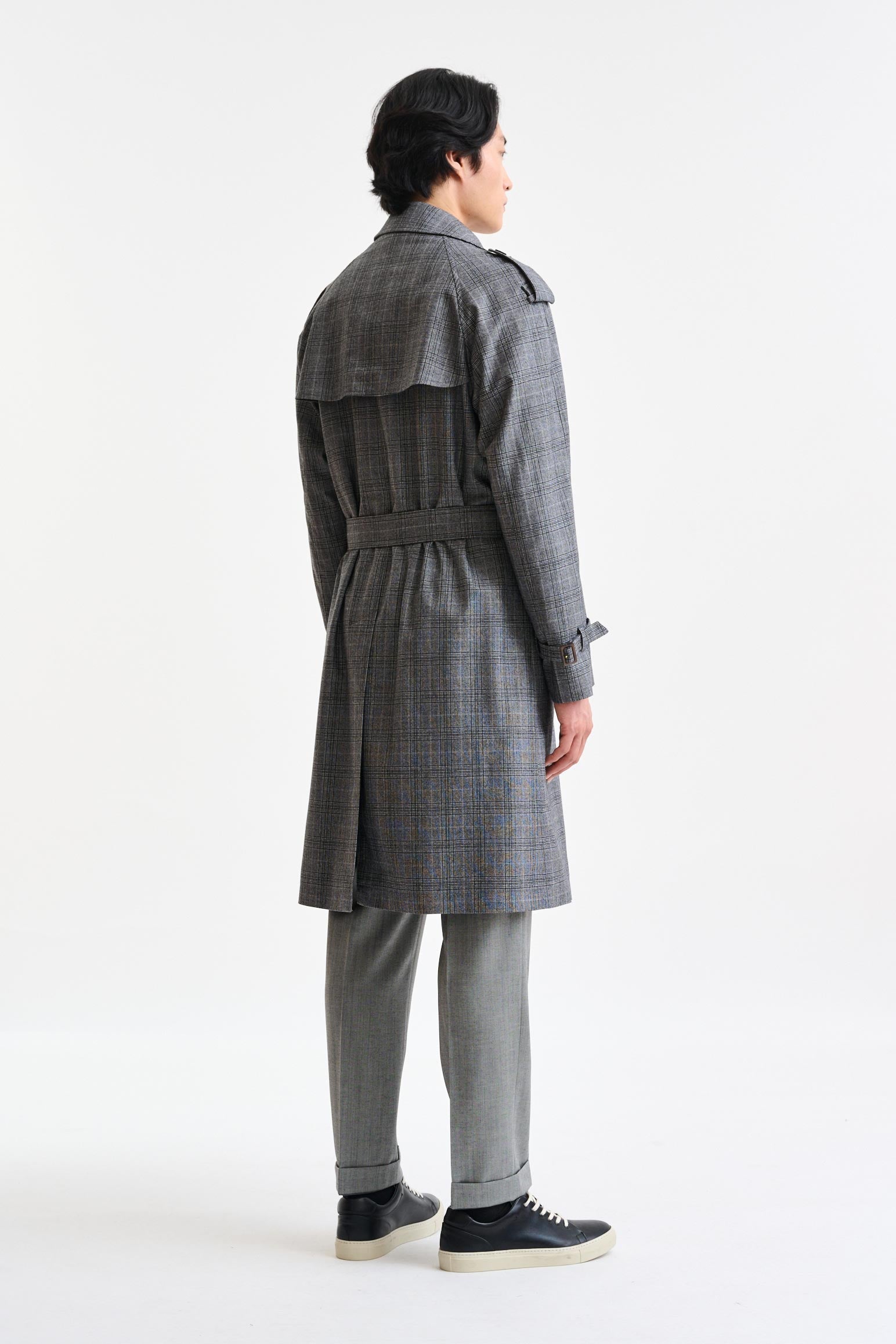 Grey Check Wool Marlow Tech Trench Coat Hybrid — detail 6