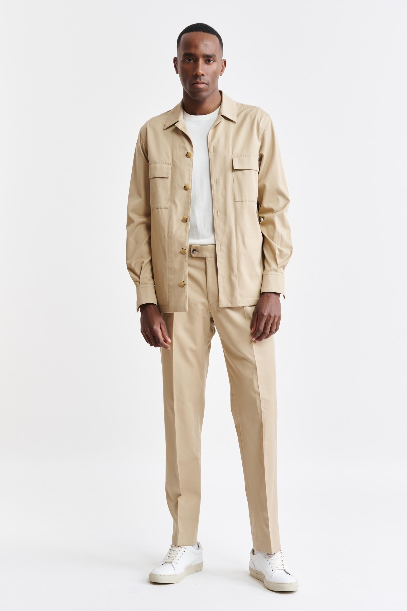 Light Brown Cotton Plymouth Overshirt Cashmere Cotton — detail 1