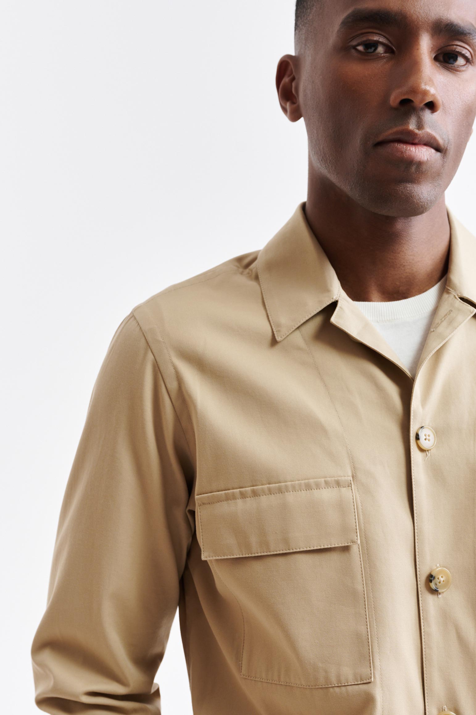 Light Brown Cotton Plymouth Overshirt Cashmere Cotton — detail 2