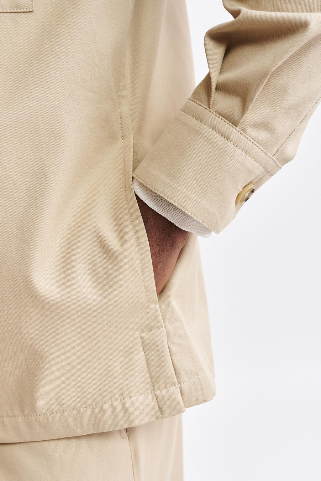 Light Brown Cotton Plymouth Overshirt Cashmere Cotton — detail 4