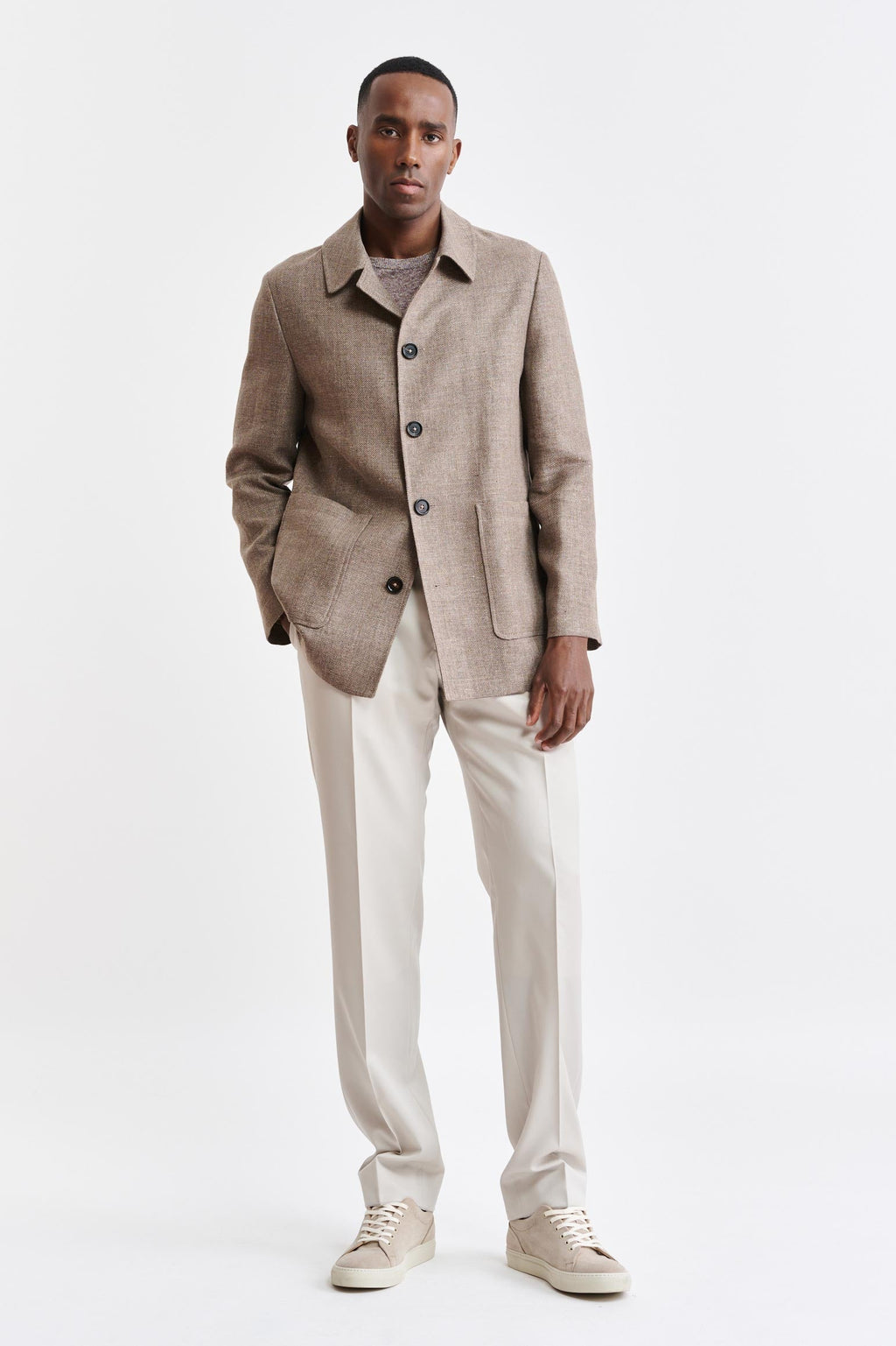 Medium Brown Wool & Linen Troy Jacket Jazz — detail 1
