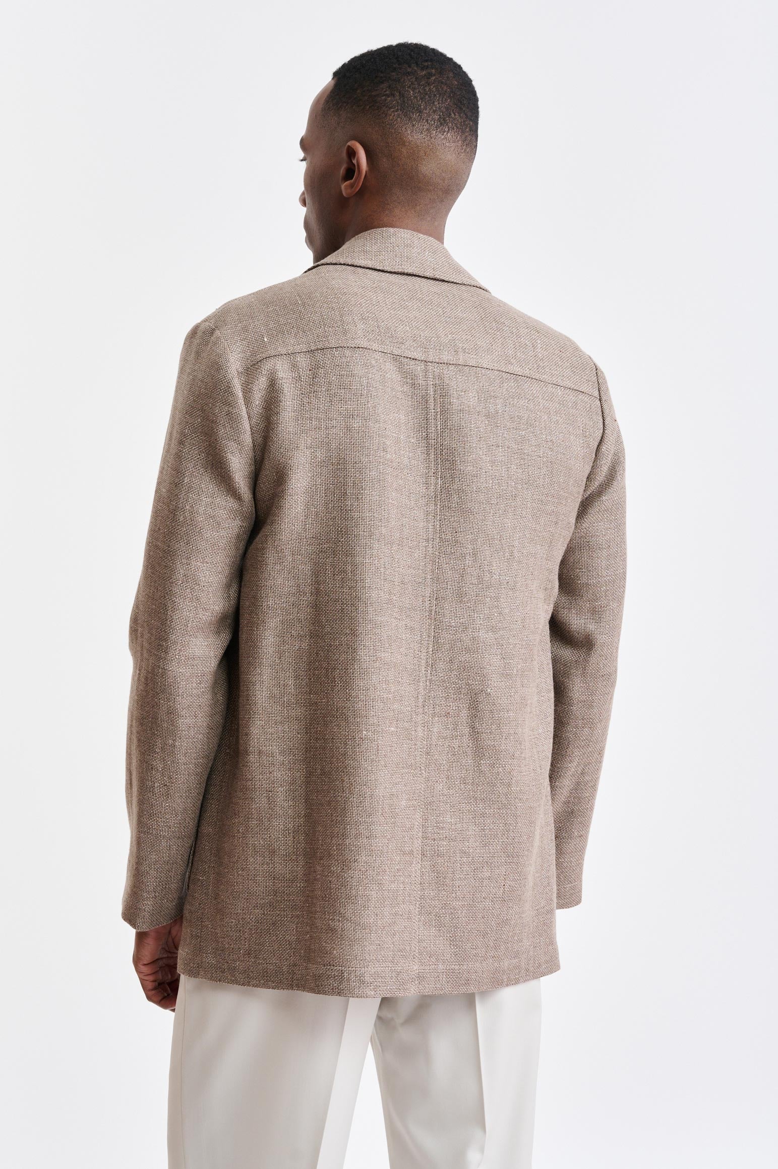 Medium Brown Wool & Linen Troy Jacket Jazz — detail 5