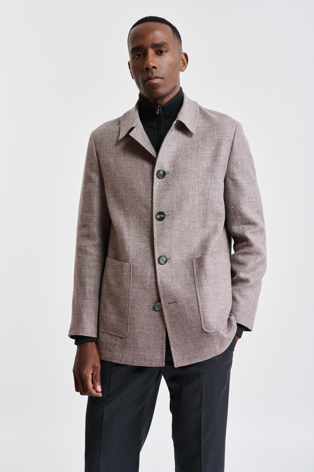 Light Red Wool & Linen Troy Jacket Jazz — detail 1