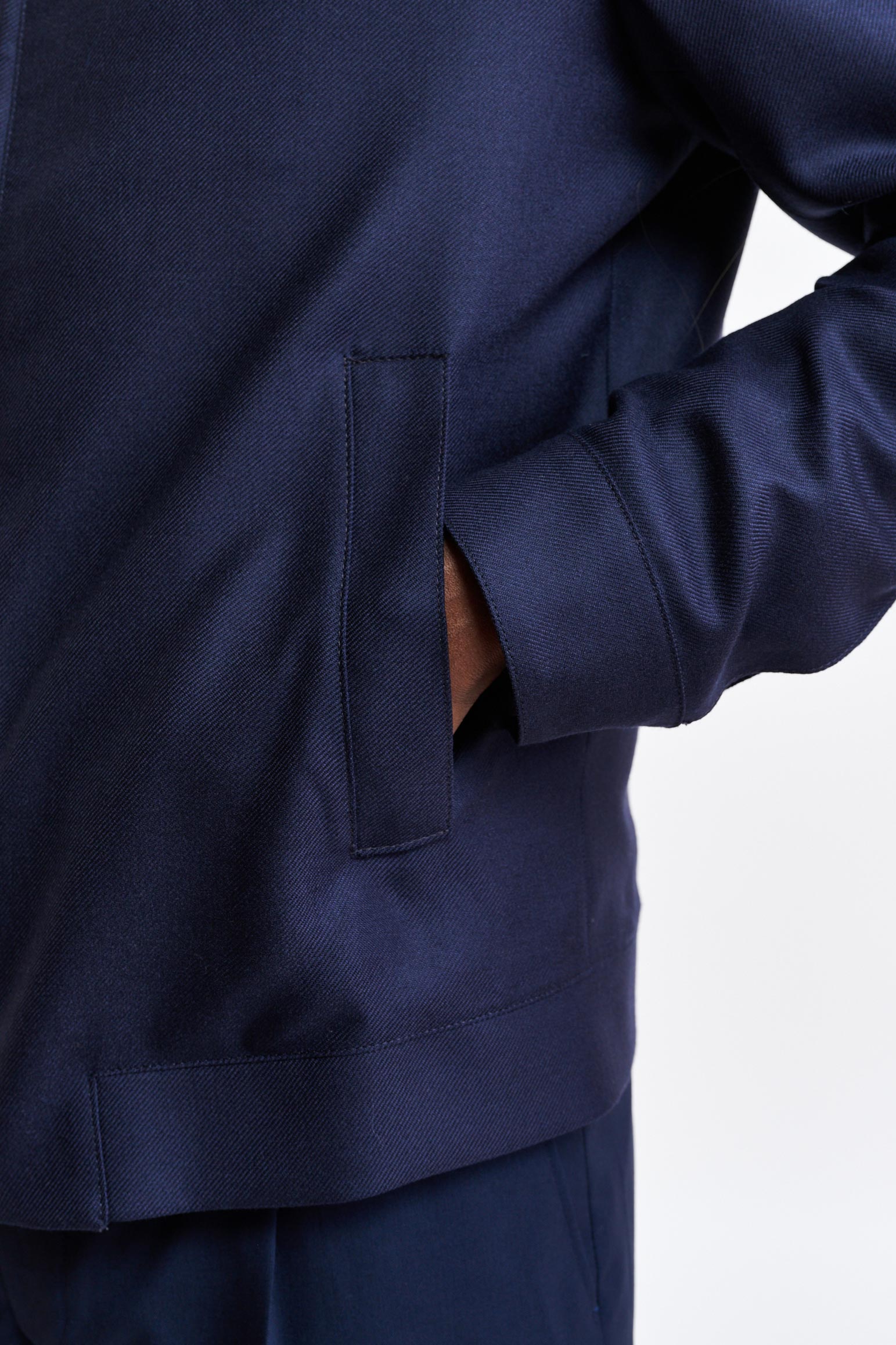 Dark Blue 100% Wool Warwick Bomber Jacket Harmony — detail 4