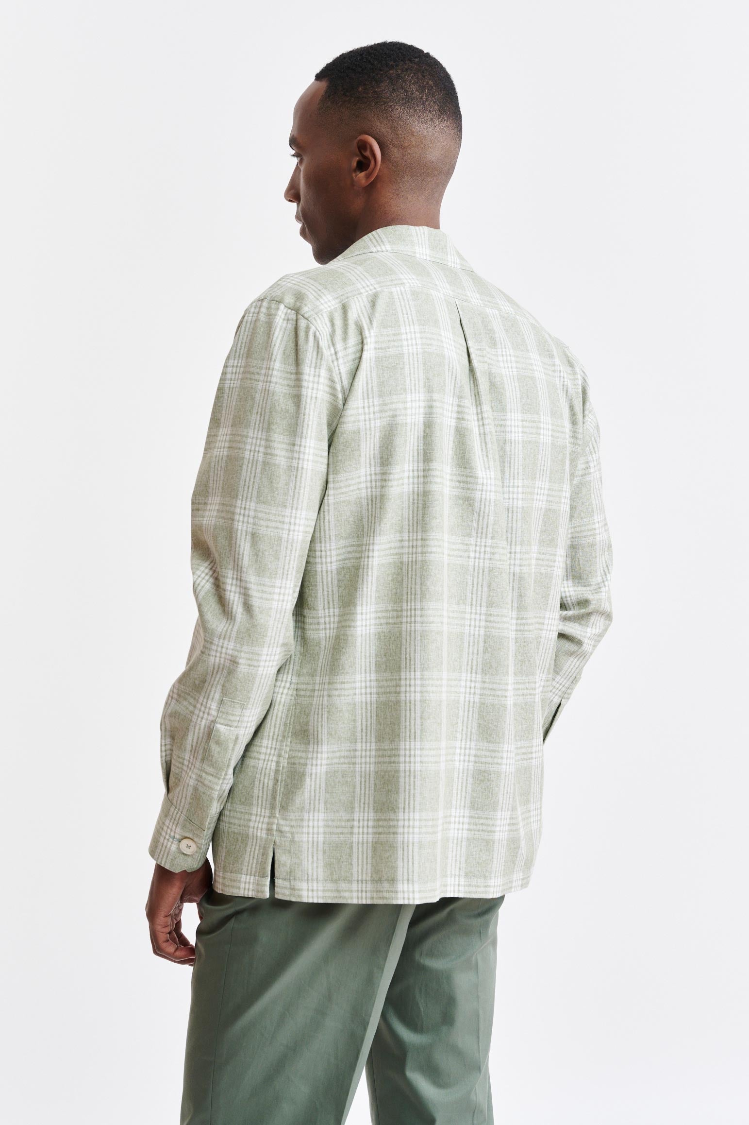Light Green Wool & Cotton Plymouth Overshirt Riviera Trend — detail 4