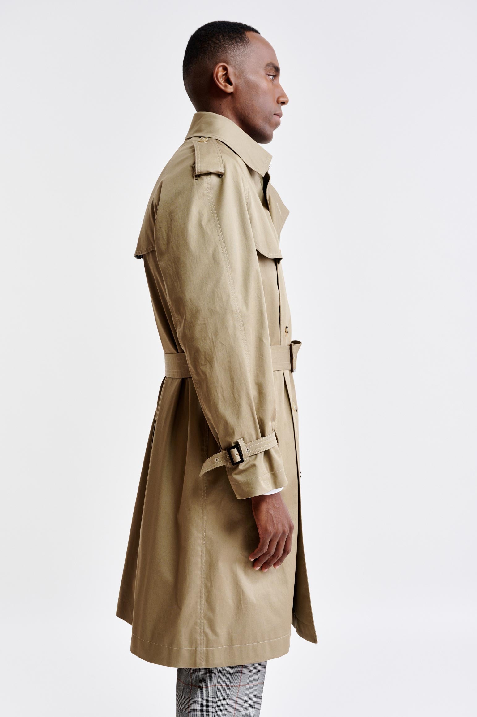 Medium Brown Cotton Marlow Trench Coat Cashmere Cotton — detail 3