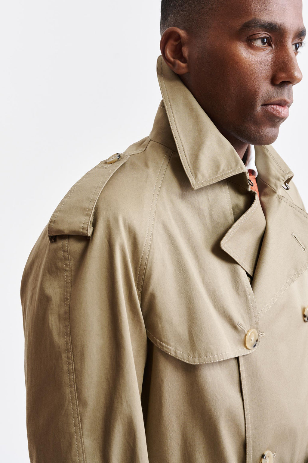 Medium Brown Cotton Marlow Trench Coat Cashmere Cotton — detail 5