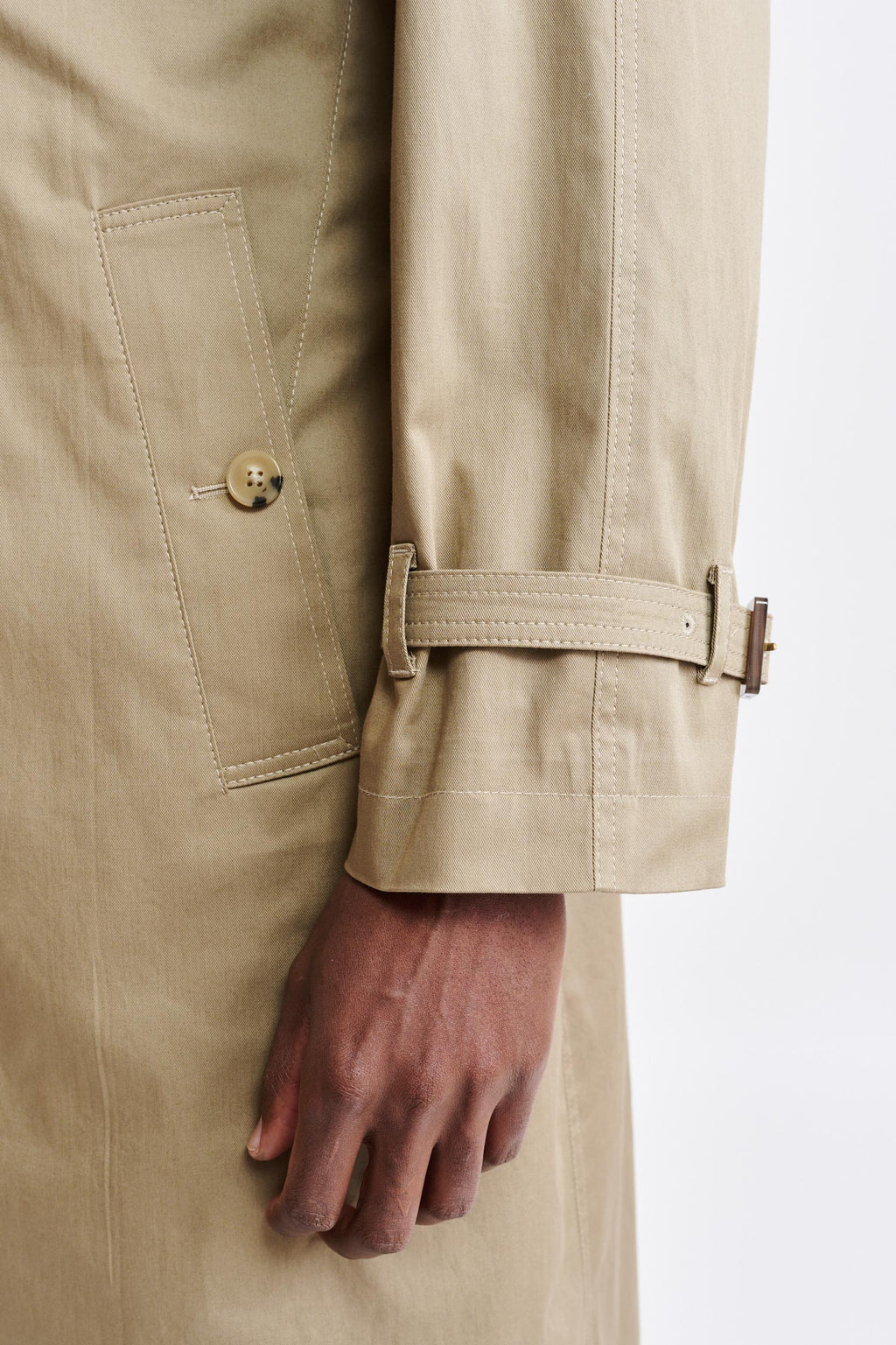 Medium Brown Cotton Marlow Trench Coat Cashmere Cotton — detail 6