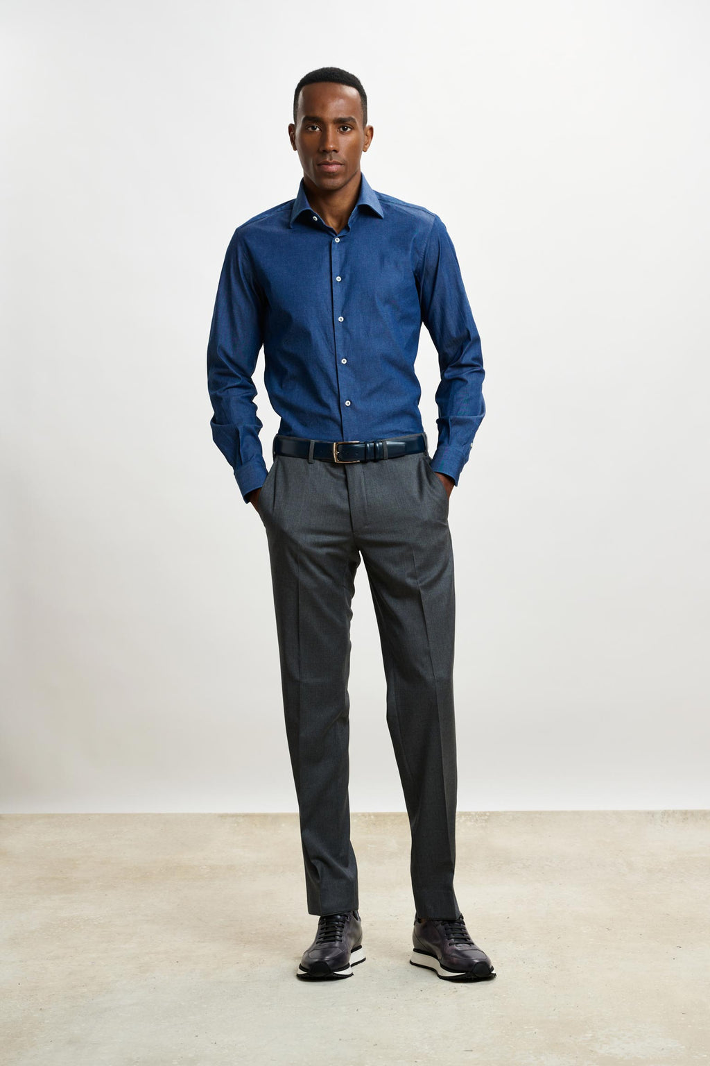 Rinse Denim Casual Long Sleeve Shirt — detail 1