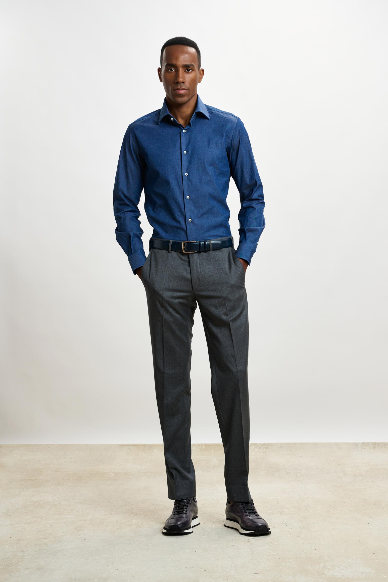 Rinse Denim Casual Long Sleeve Shirt — detail 1