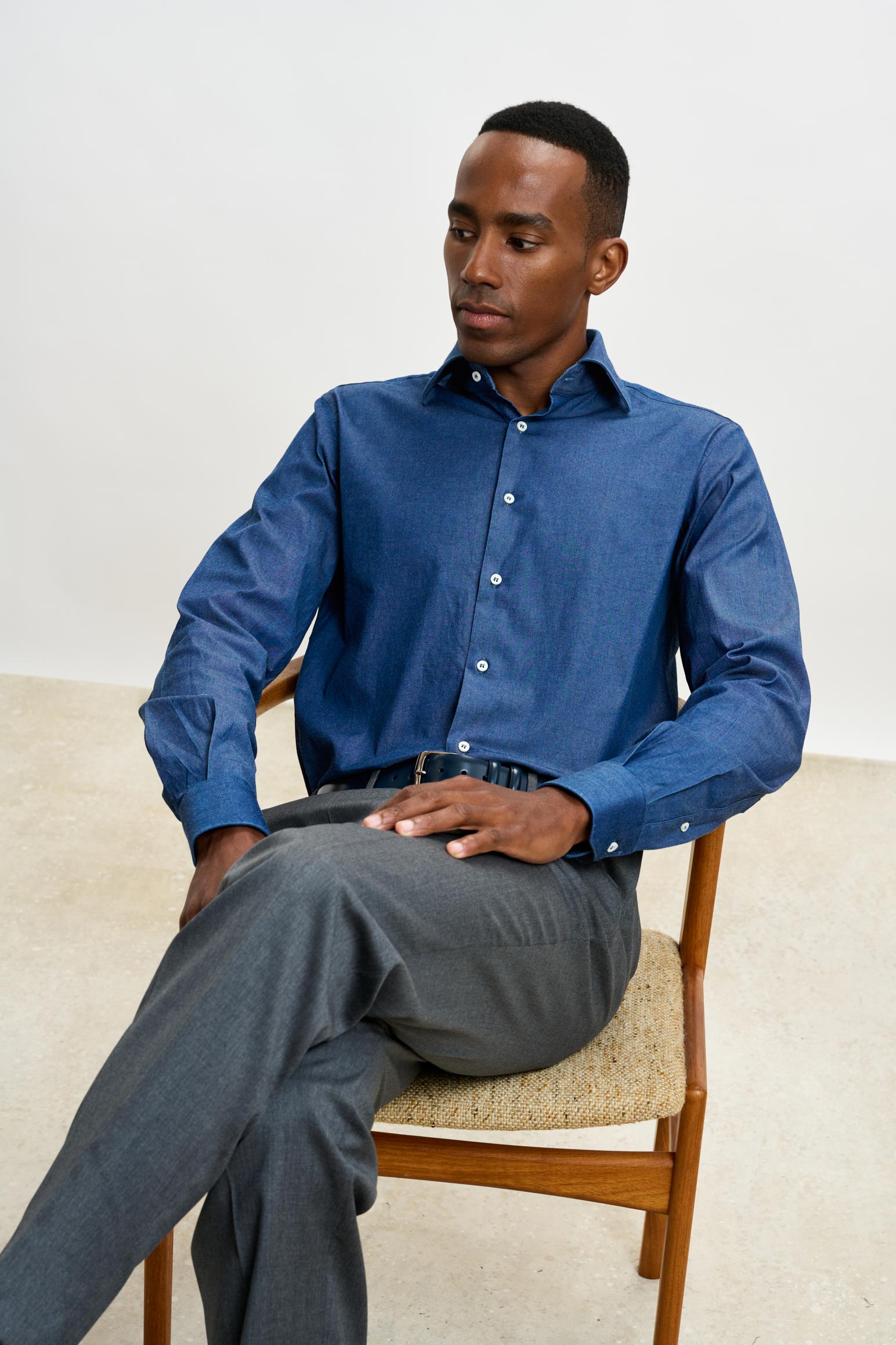 Rinse Denim Casual Long Sleeve Shirt — detail 4
