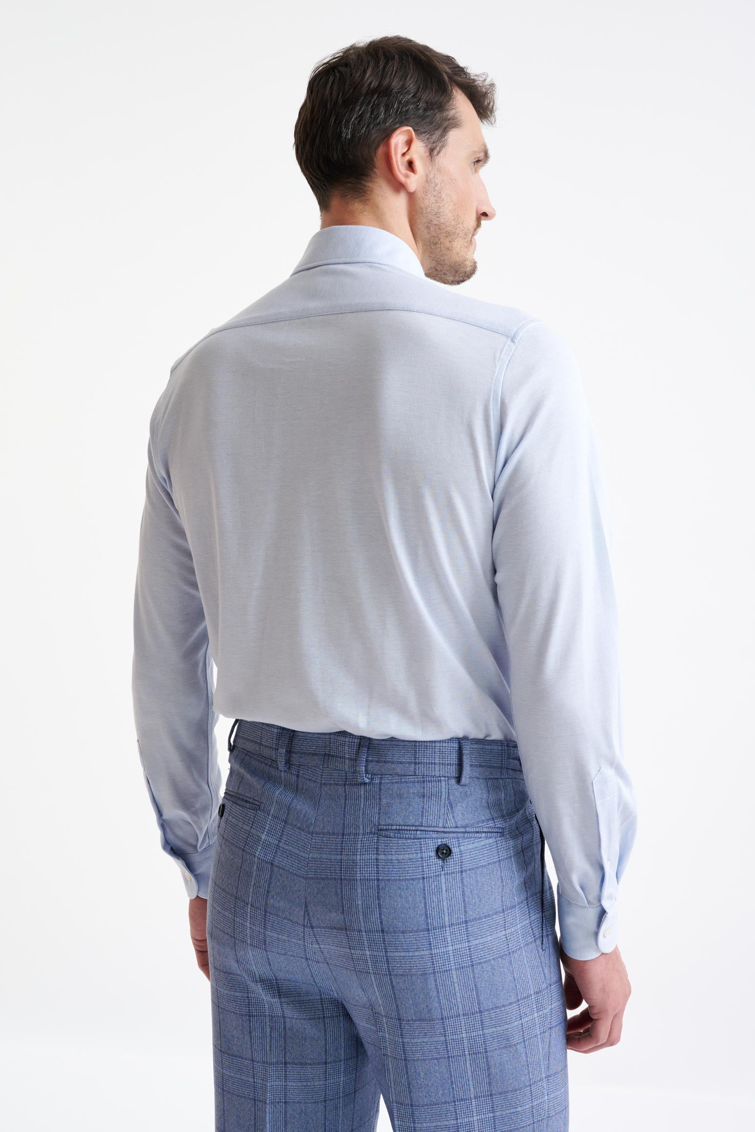 Light Steel Blue Cotton Piquet Casual Shirt — detail 3