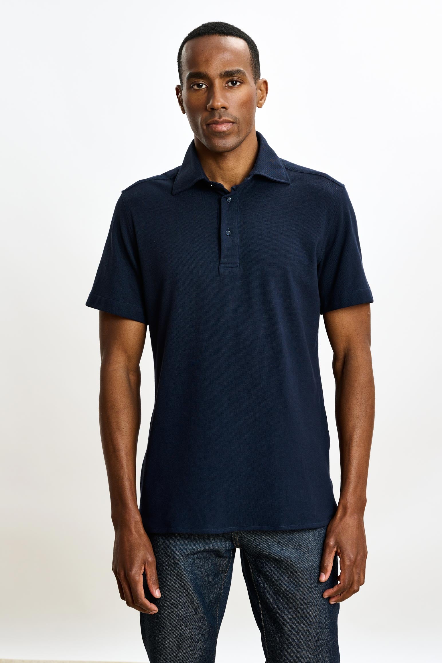 Navy Cotton Piquet Polo Shirt