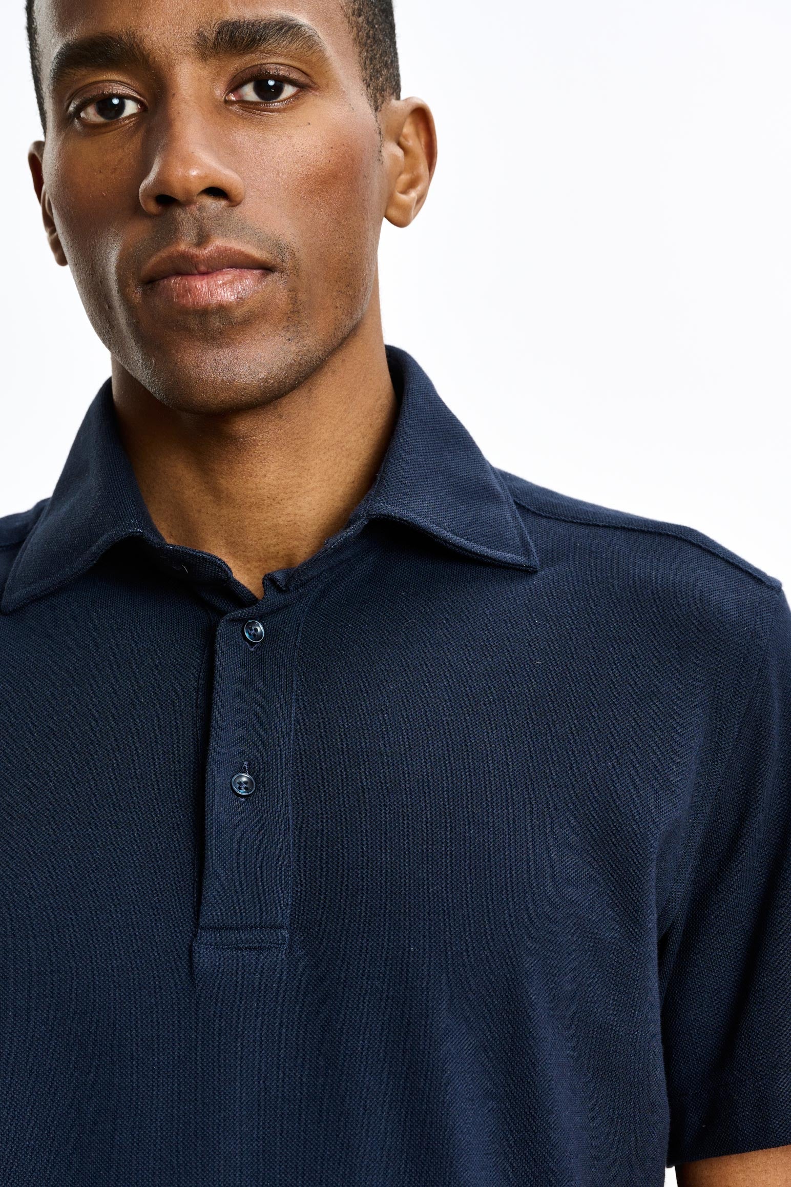 Navy Cotton Piquet Polo Shirt — detail 2