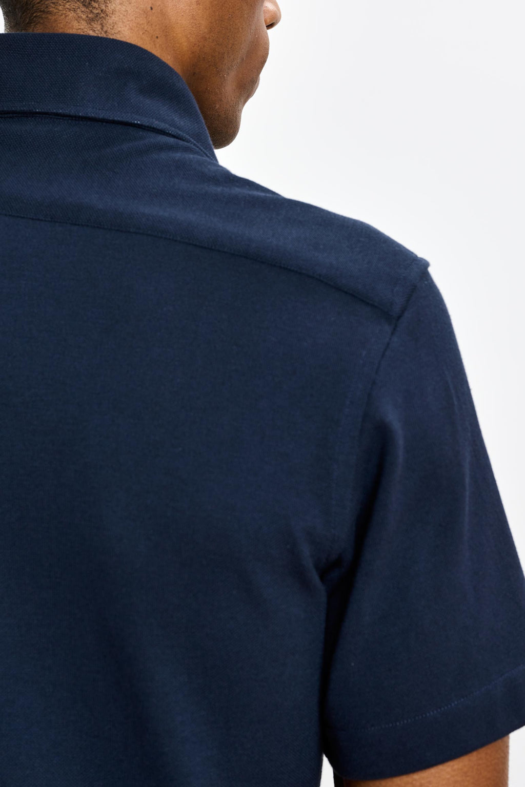 Navy Cotton Piquet Polo Shirt — detail 4