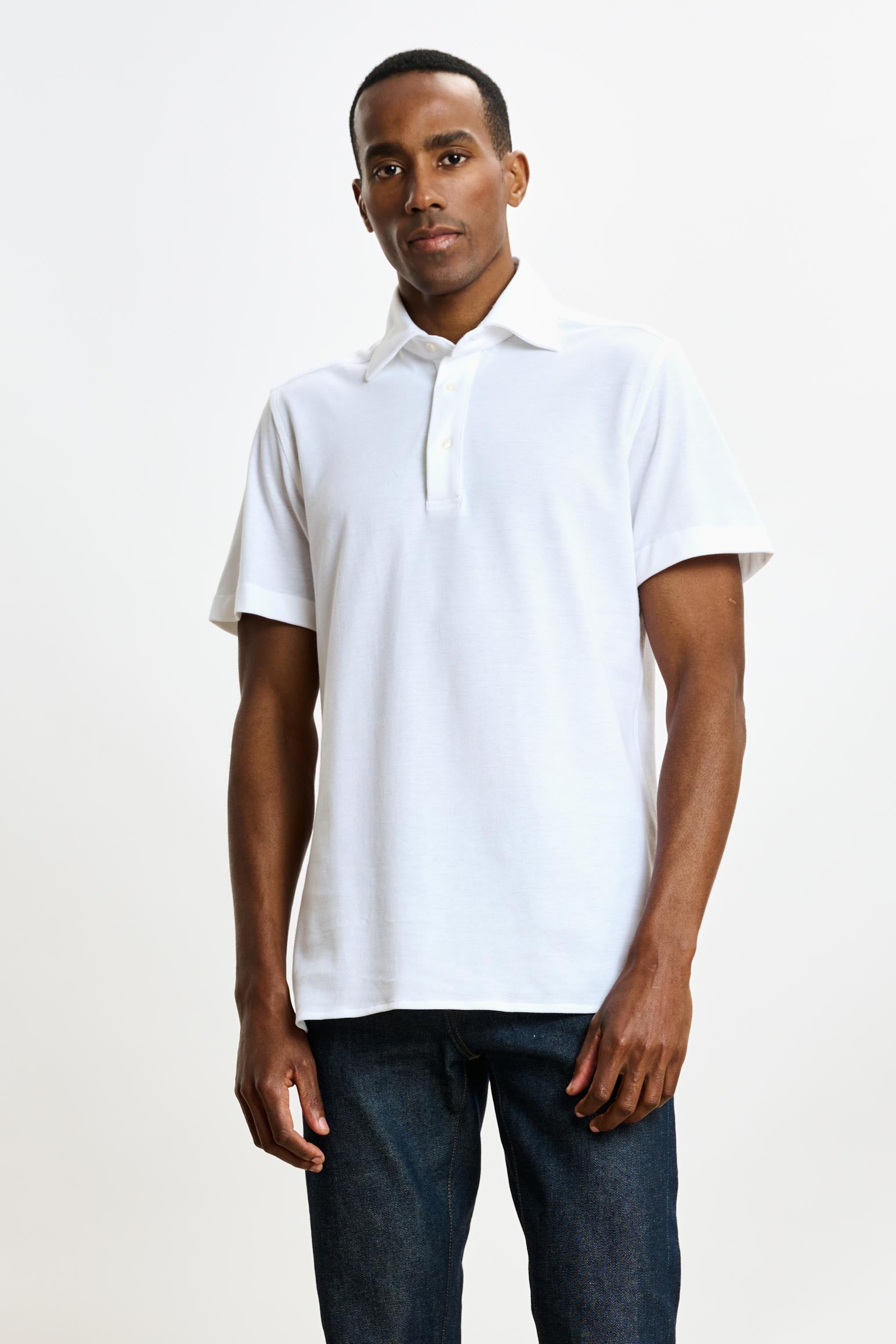 White Cotton Piquet Polo Shirt