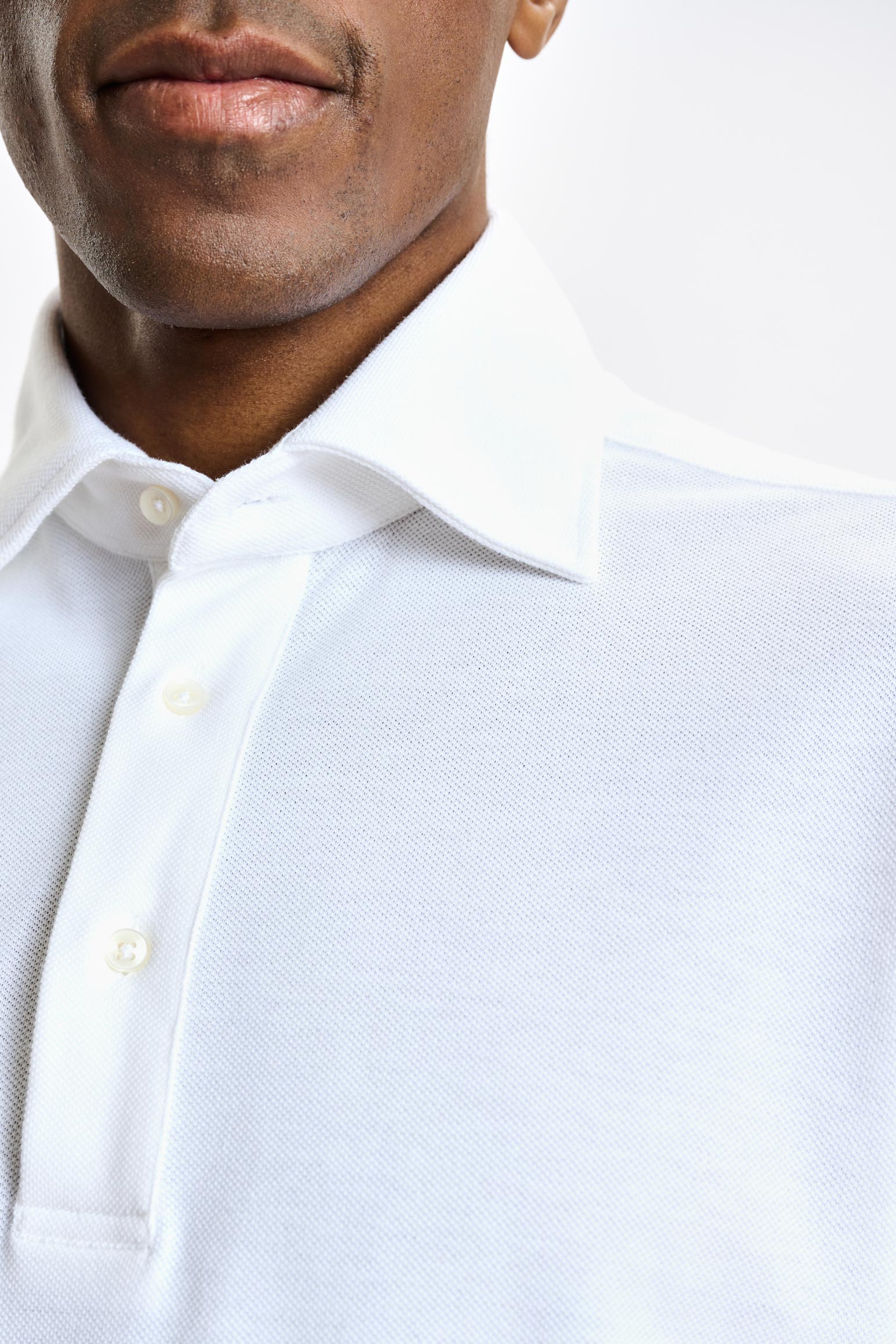 White Cotton Piquet Polo Shirt — detail 1