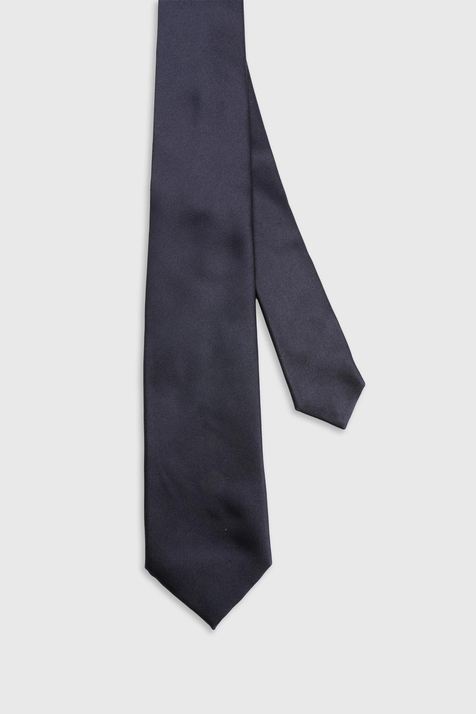 Midnight Blue Silk Satin 7 Fold Tie
