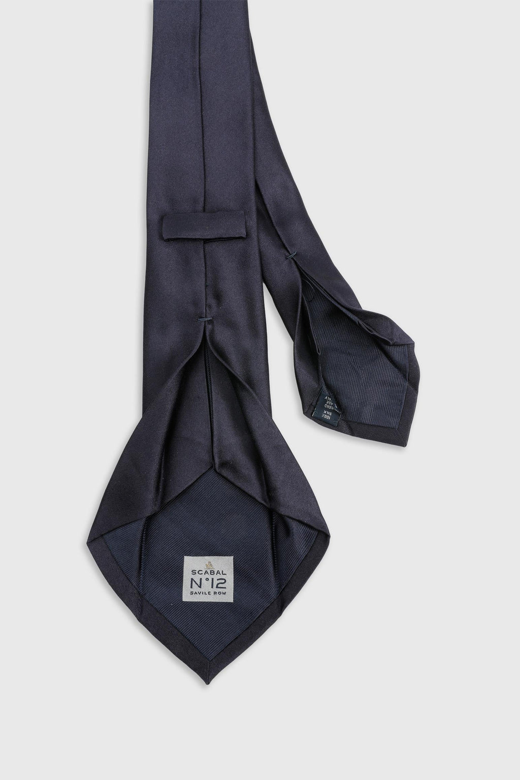 Midnight Blue Silk Satin 7 Fold Tie — detail 1
