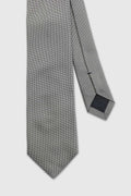 Silver Grey Handmade Silk Birdseye Weave Tie