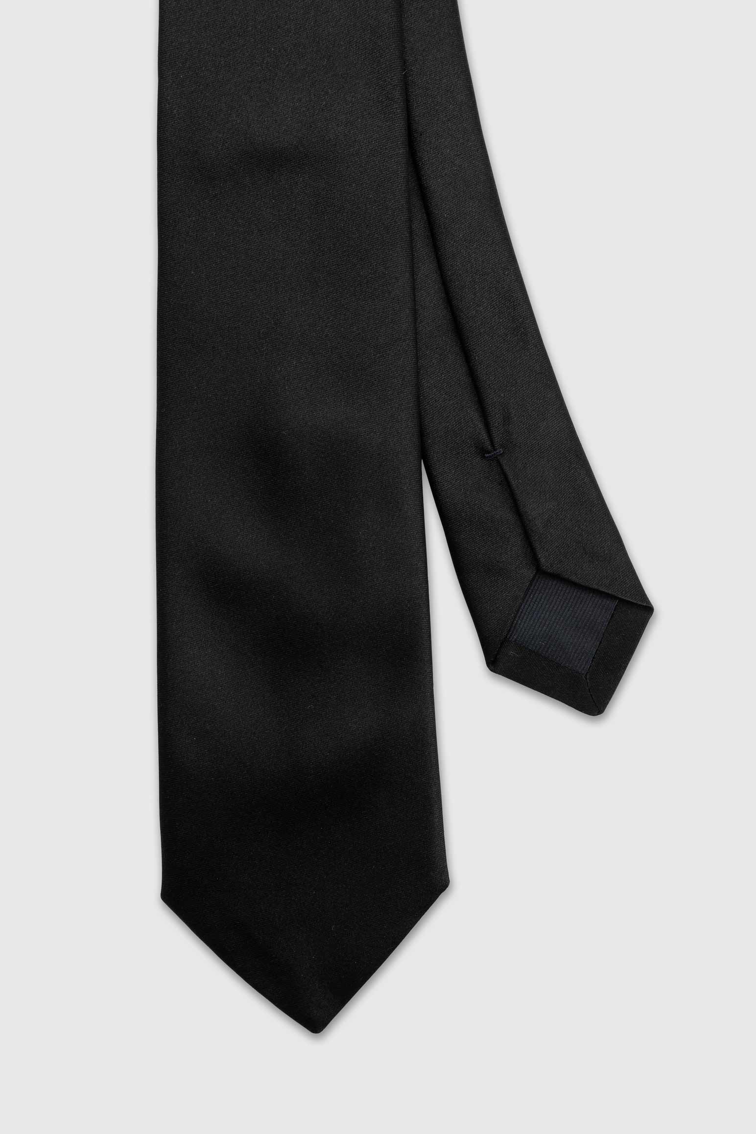Black Handmade Silk Satin Weave Tie