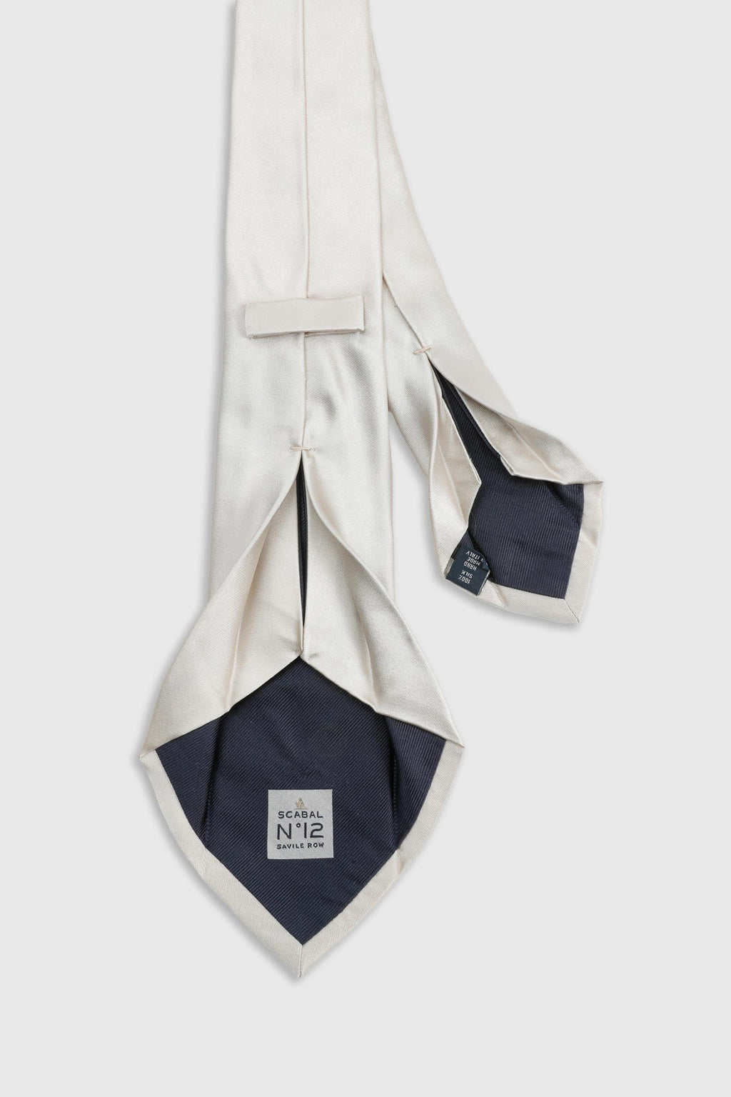 Cream Silk Satin 7 Fold Tie — detail 1