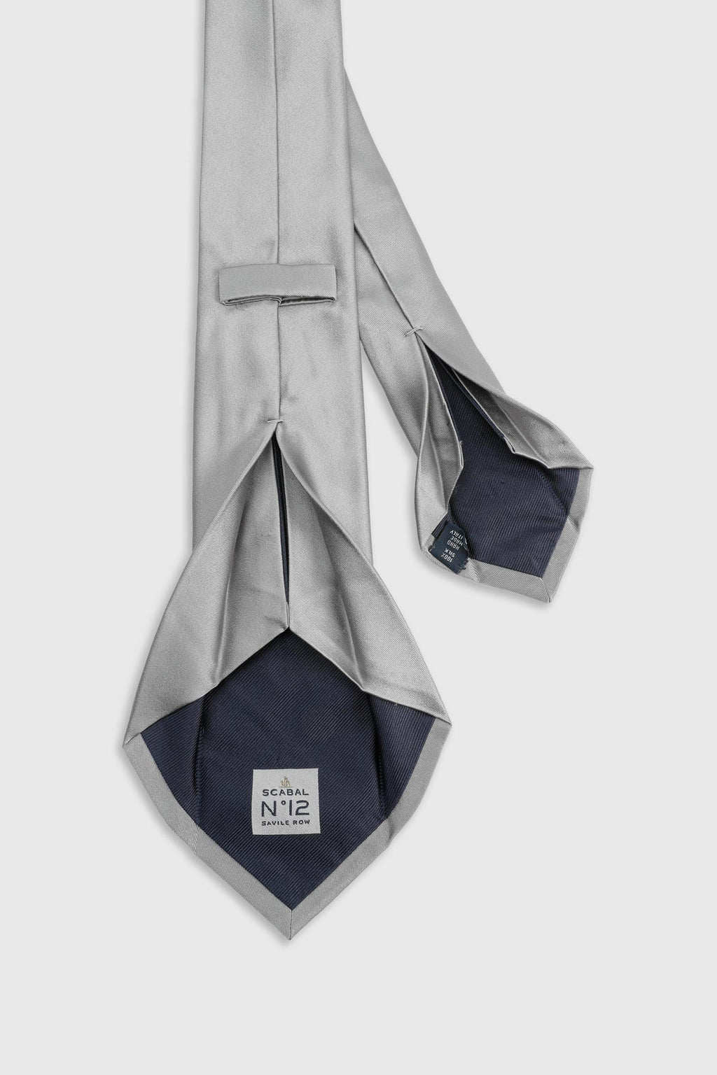 Silver Grey Silk Satin 7 Fold Tie — detail 1