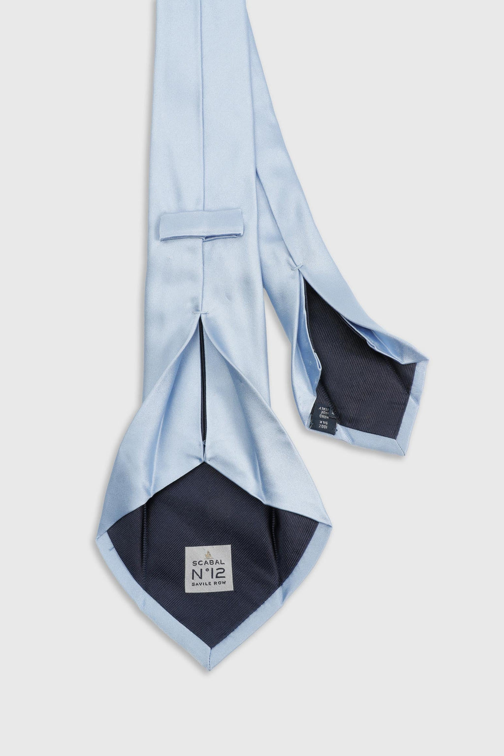 Pale Blue Silk Satin 7 Fold Tie — detail 1