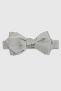 Grey Silk Satin Diamond Point Bow Tie