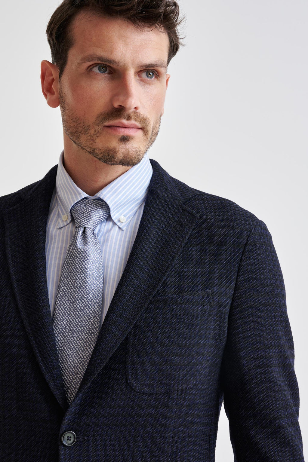 Mid-Blue 100% Silk Selection Tie — detail 2