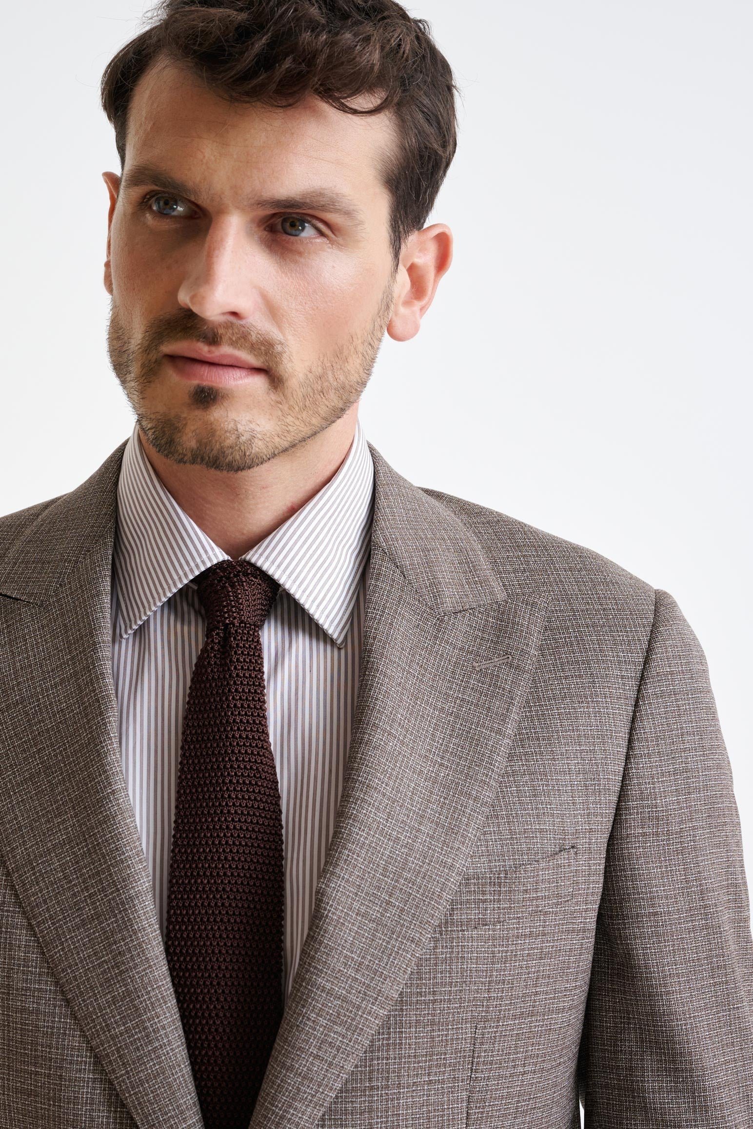 Brown Silk Knitted Tie — detail 2