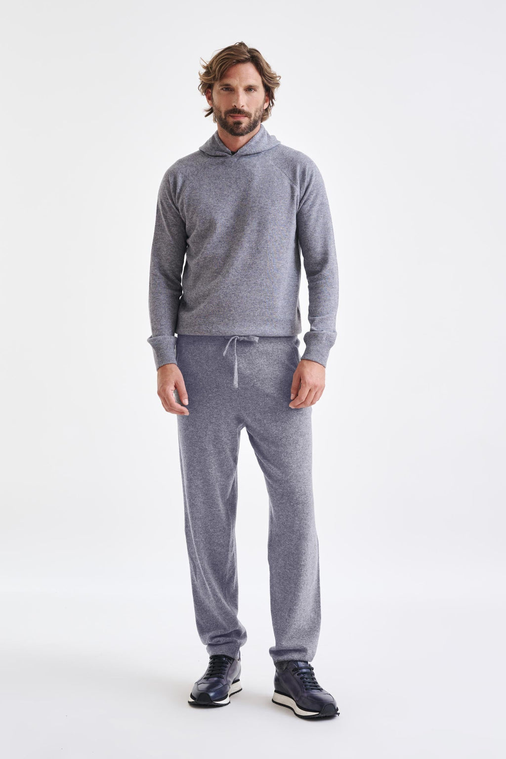Grey 100% Cashmere Casual Knitted Trousers — detail 2
