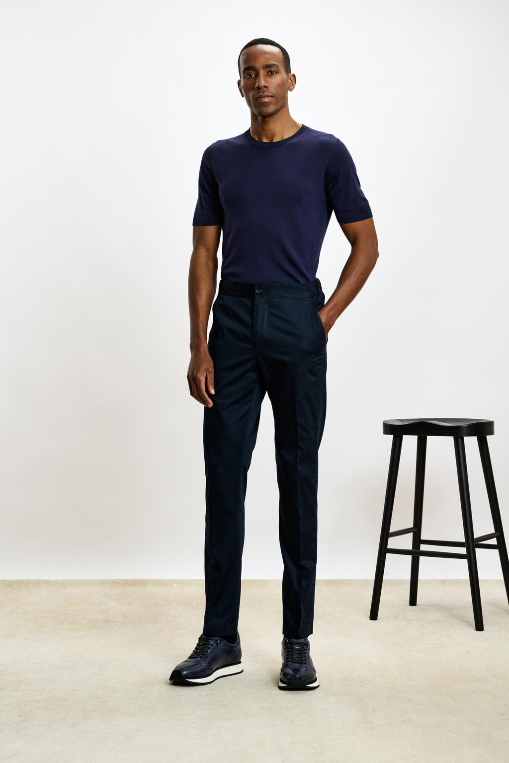 Black Perth Drawstring Trousers Cashmere Cotton — detail 1