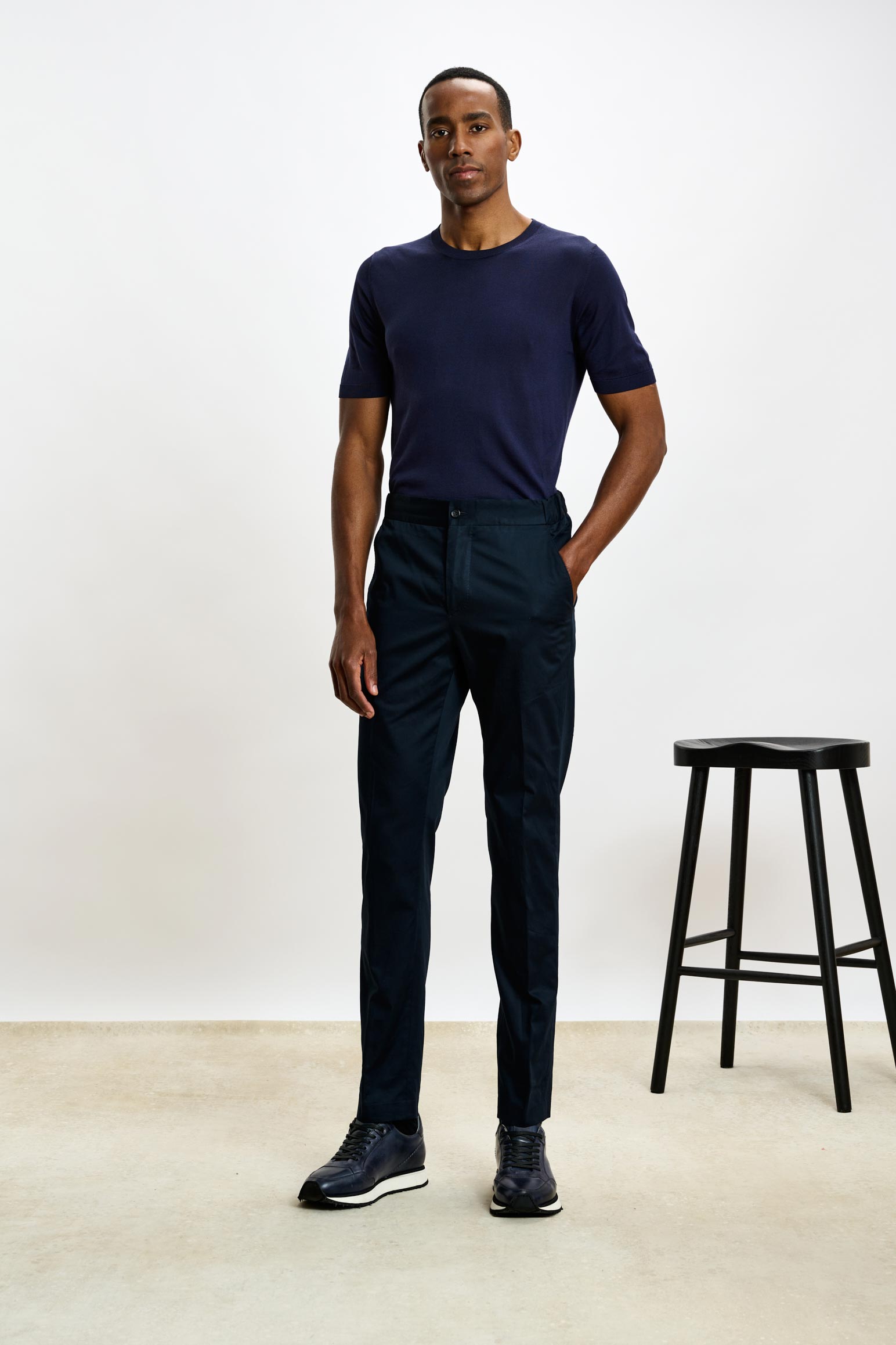 Black Perth Drawstring Trousers Cashmere Cotton — detail 1