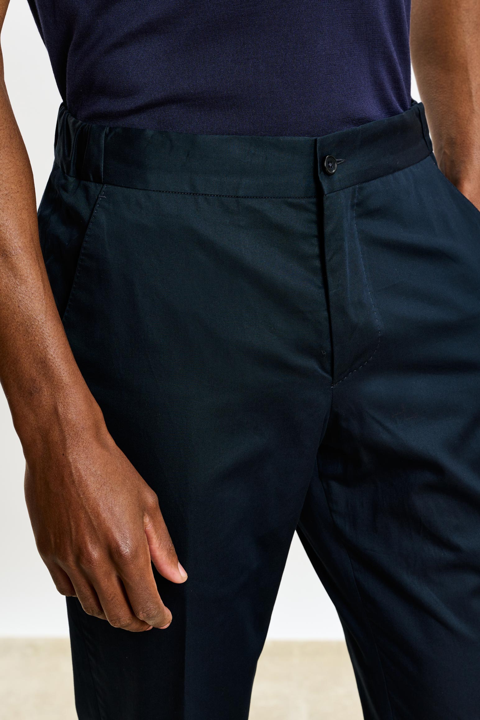 Black Perth Drawstring Trousers Cashmere Cotton — detail 2