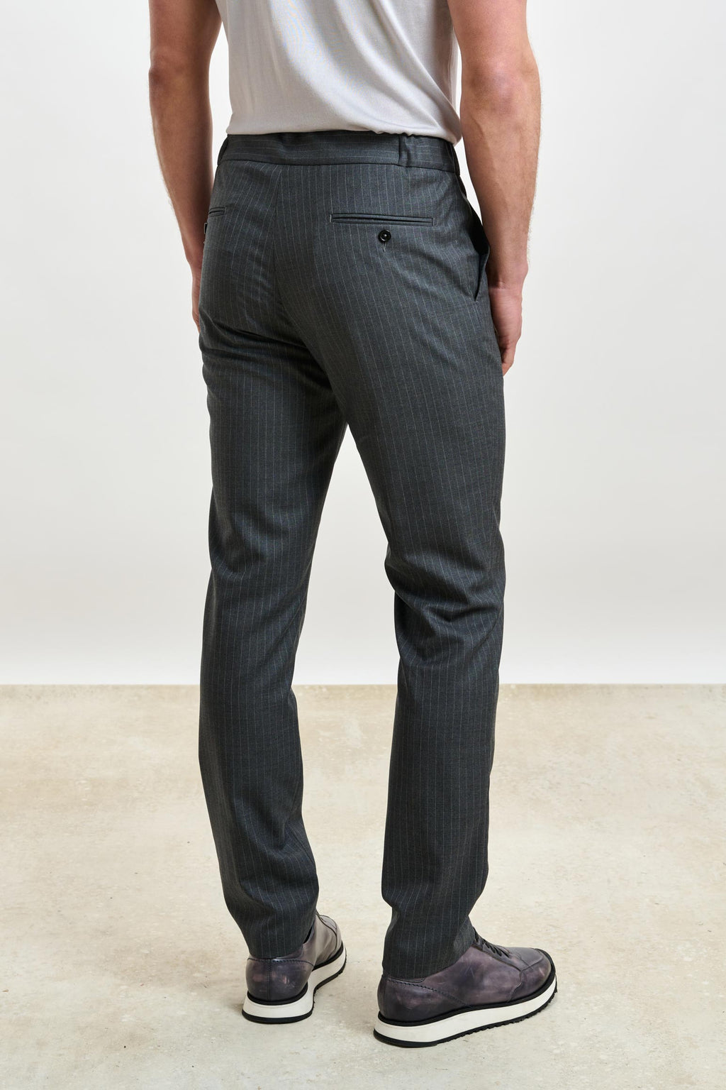 Striped Grey Perth Drawstring Trousers Eton — detail 2