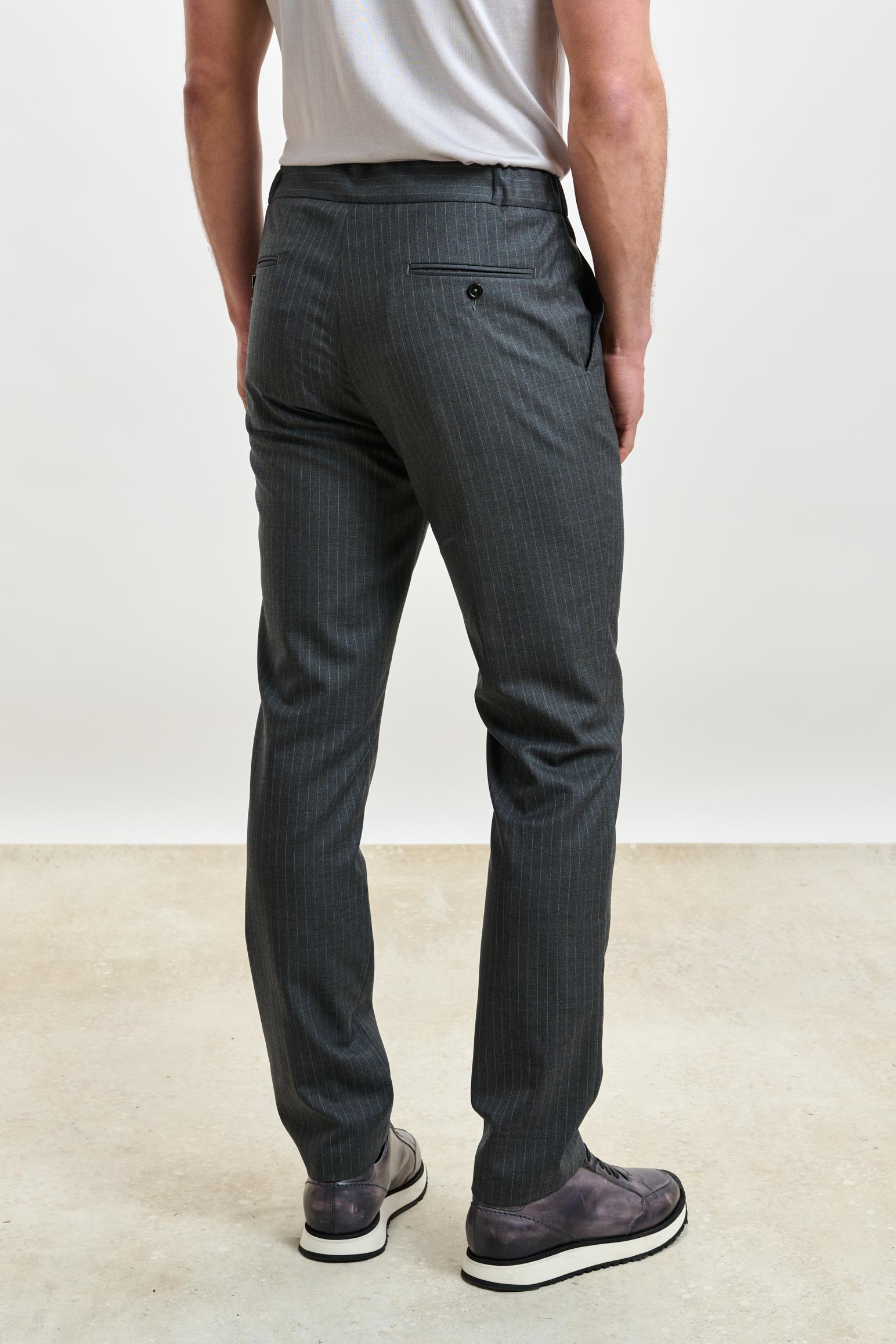 Striped Grey Perth Drawstring Trousers Eton — detail 2
