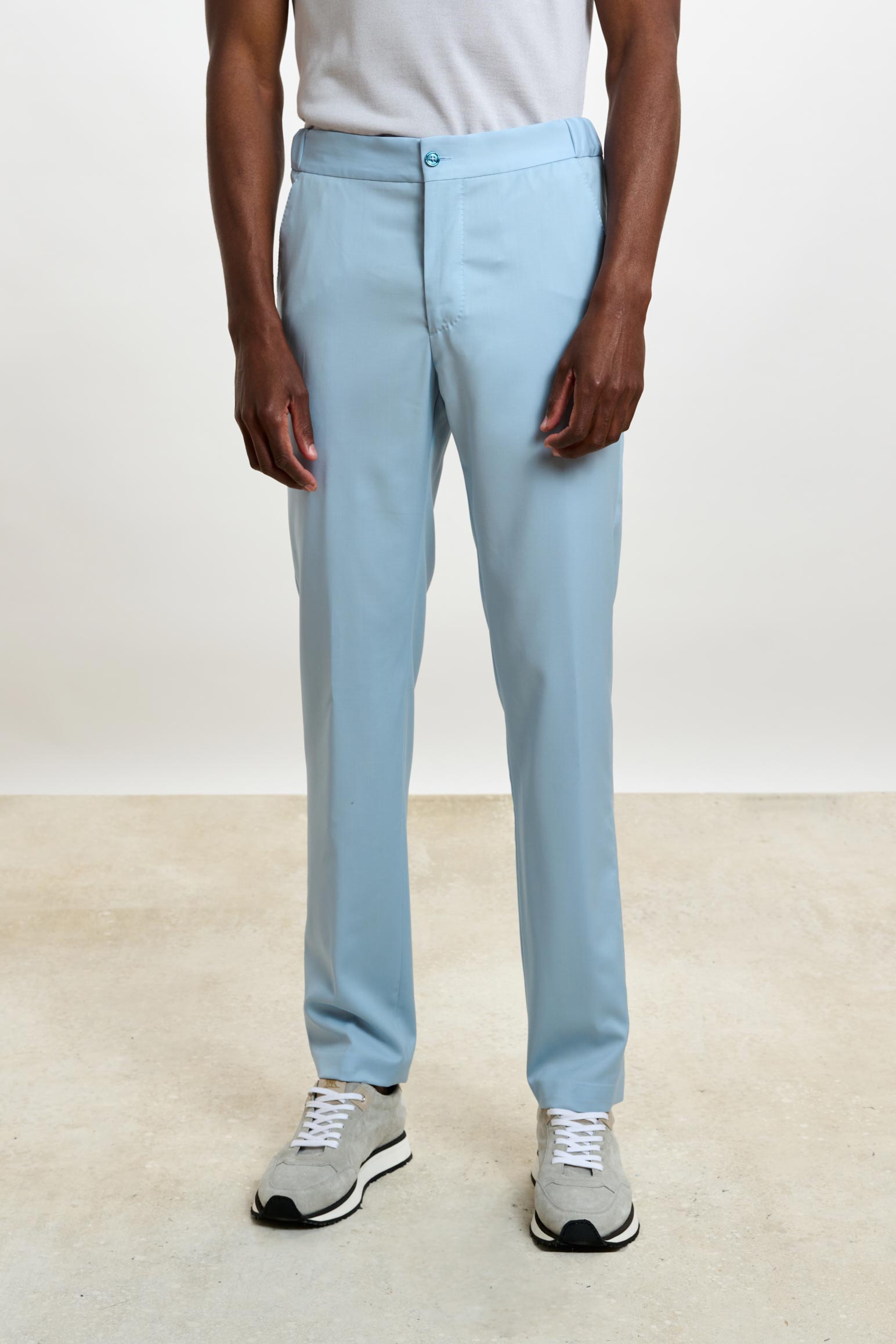 Plain Blue Perth Drawstring Trousers New Deluxe