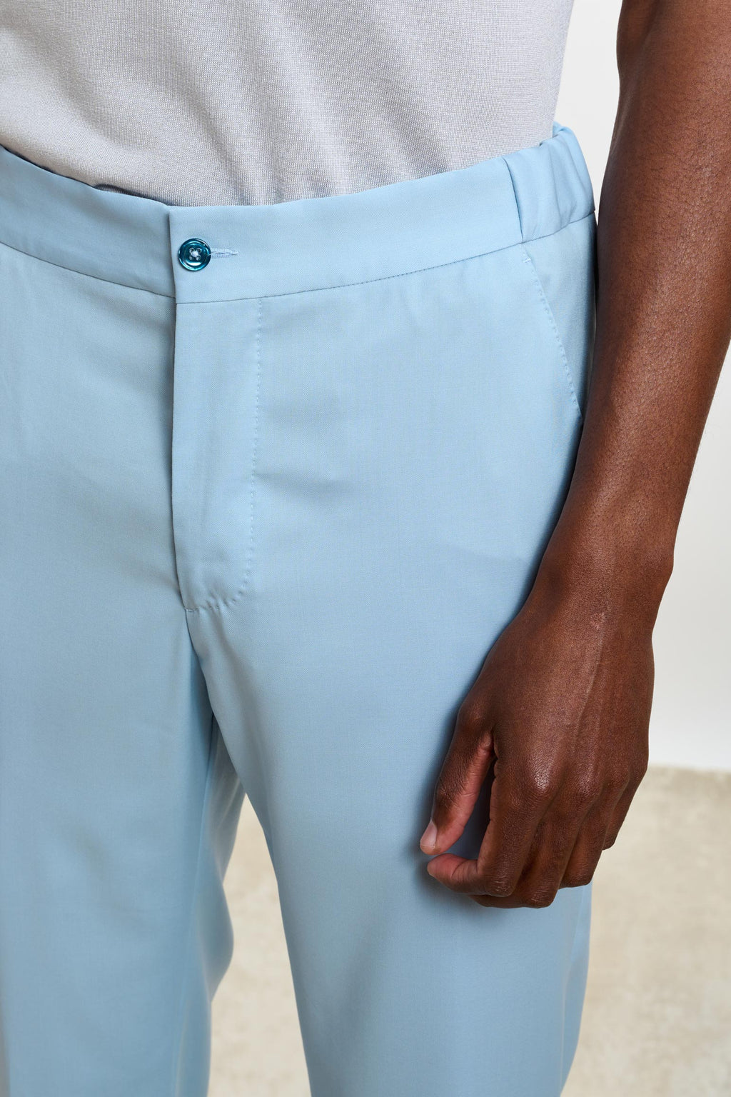 Plain Blue Perth Drawstring Trousers New Deluxe — detail 2