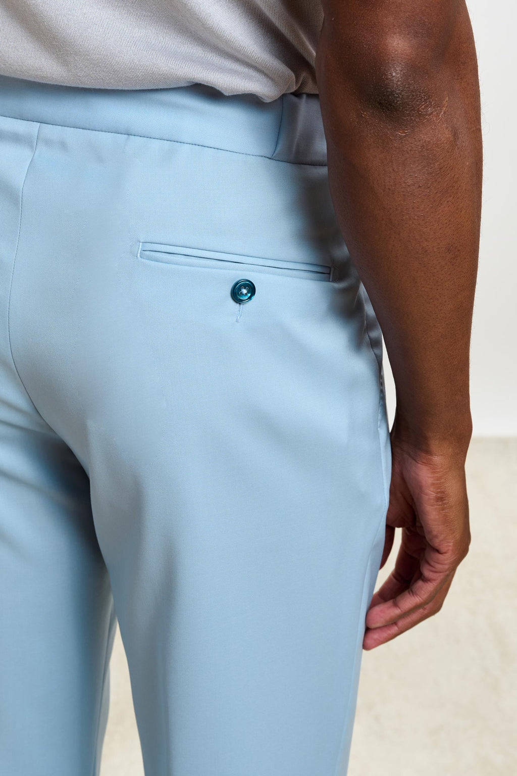 Plain Blue Perth Drawstring Trousers New Deluxe — detail 3