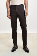 Dark Brown Perth Drawstring Trousers Pure Linen