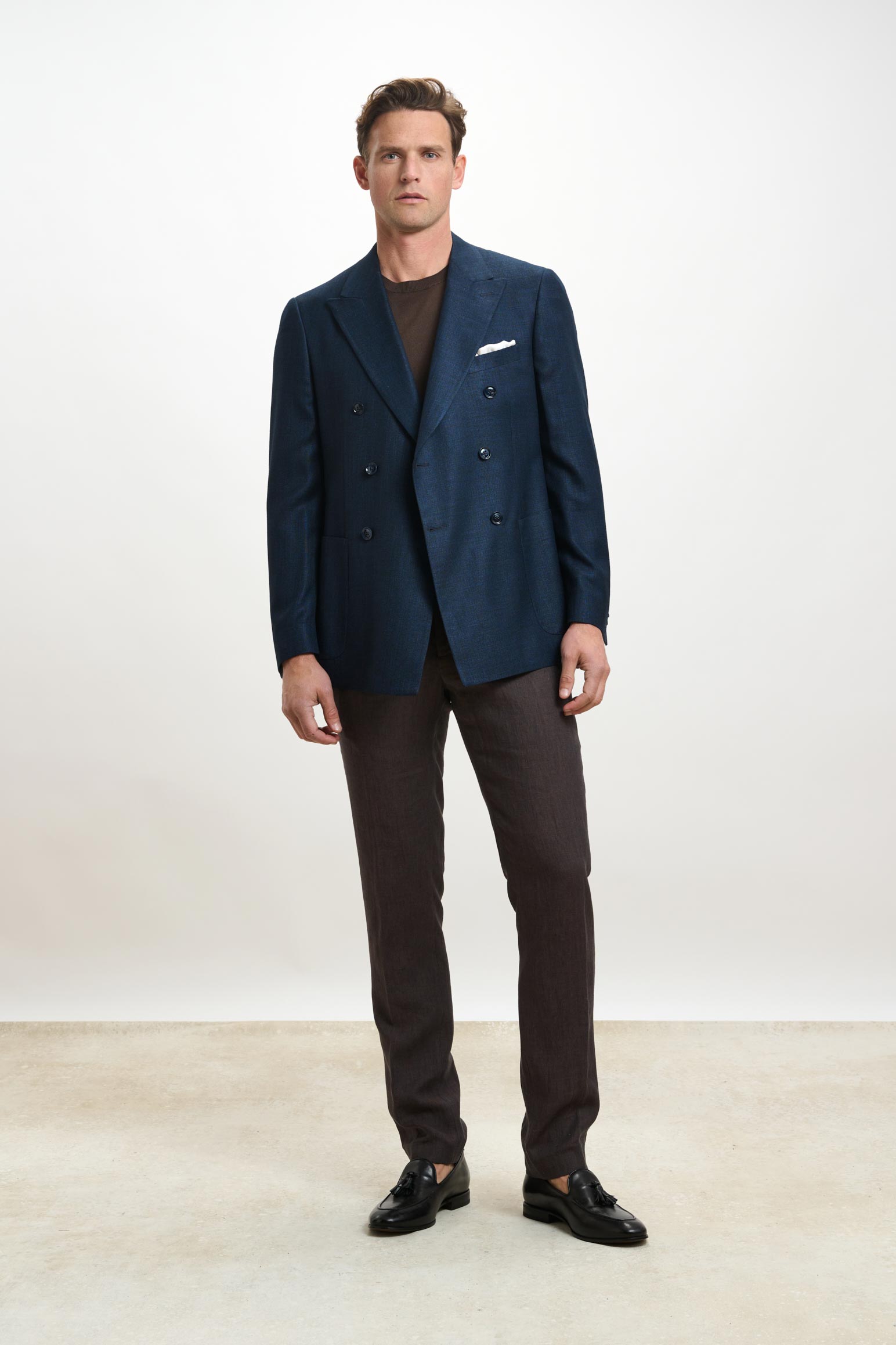 Dark Brown Perth Drawstring Trousers Pure Linen — detail 4