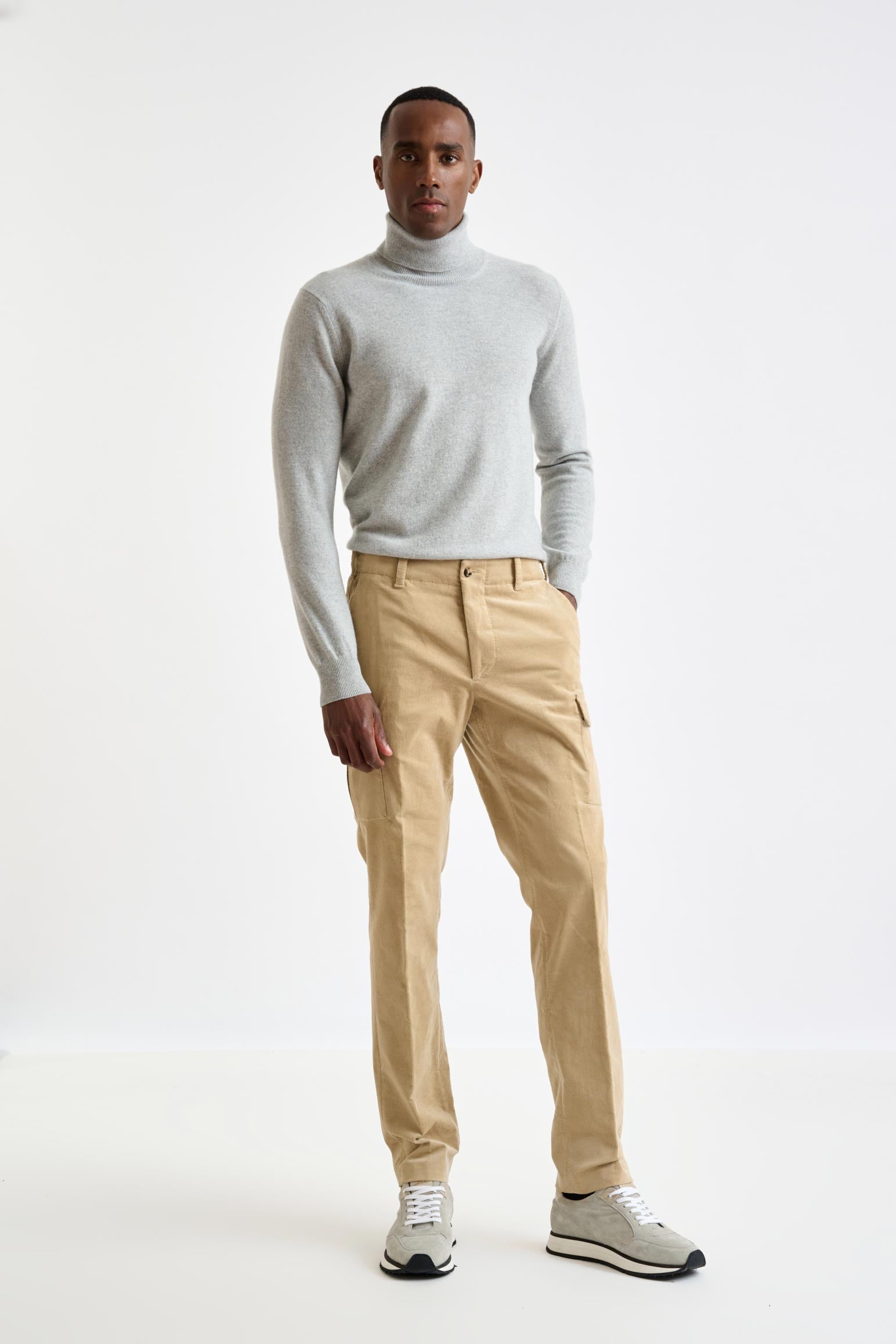 Light Brown Cotton Helston Cargo Trousers Corduroy — detail 1