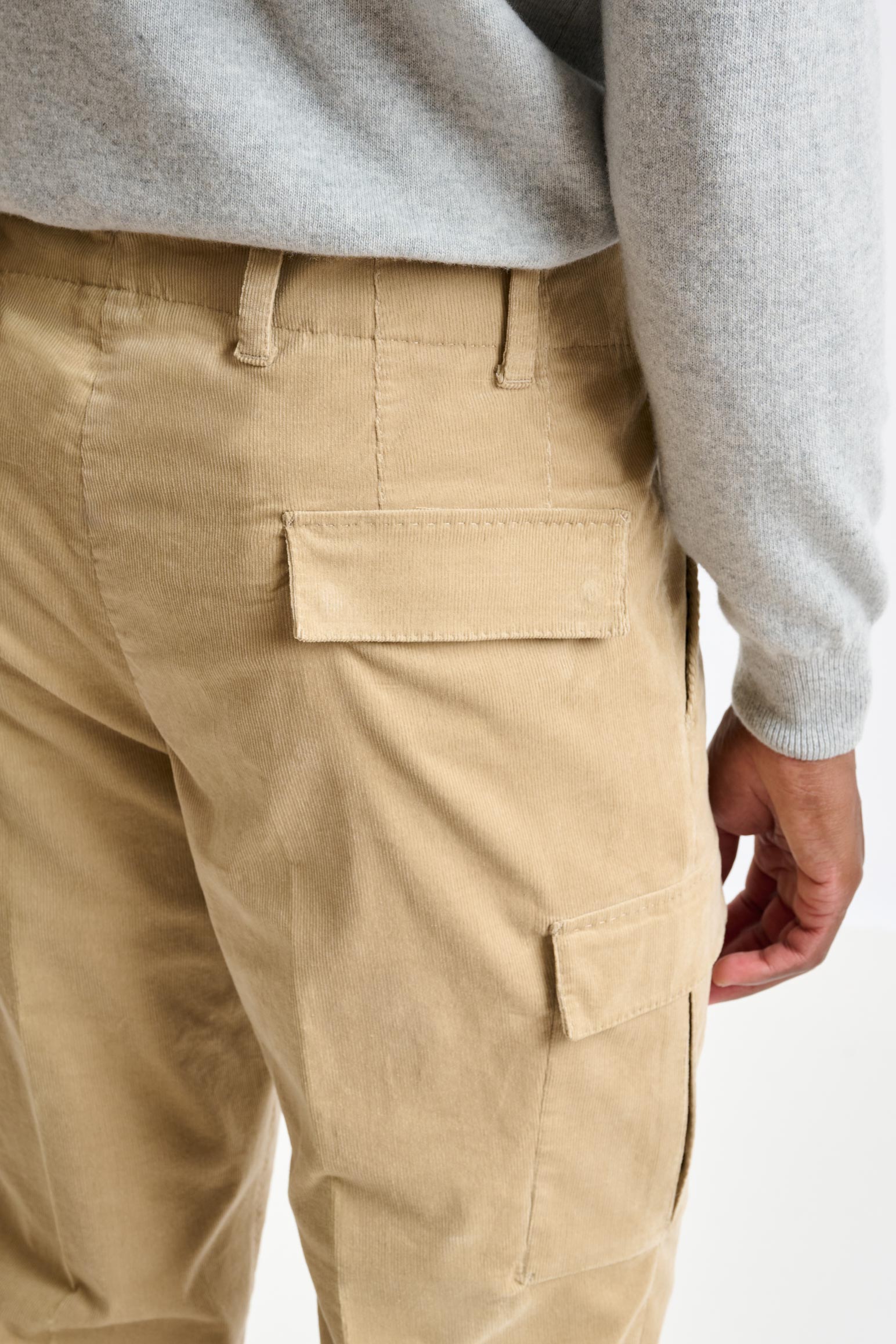 Light Brown Cotton Helston Cargo Trousers Corduroy — detail 4
