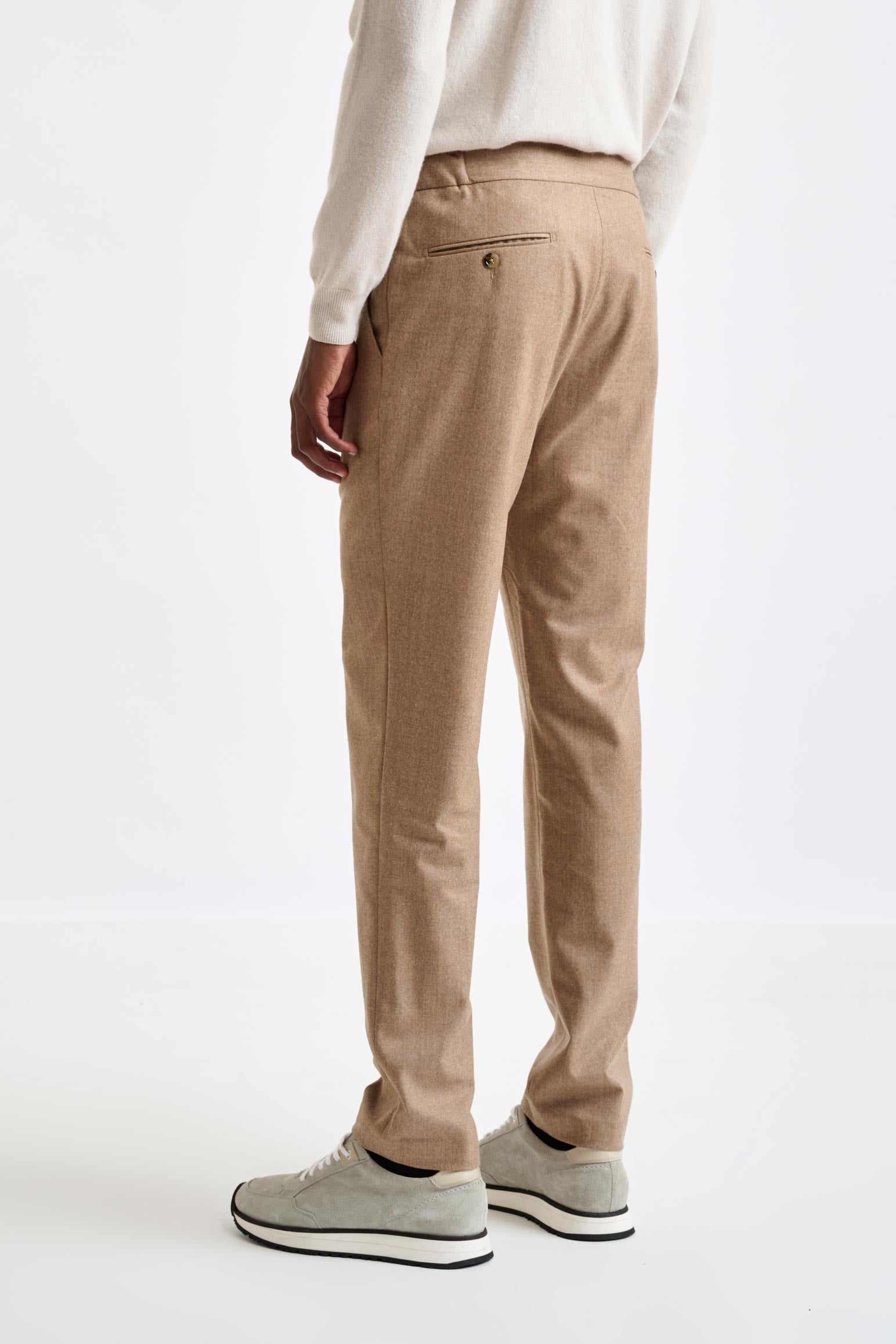 Light Brown 100% Wool Perth Drawstring Trousers Flannel Saxony — detail 2