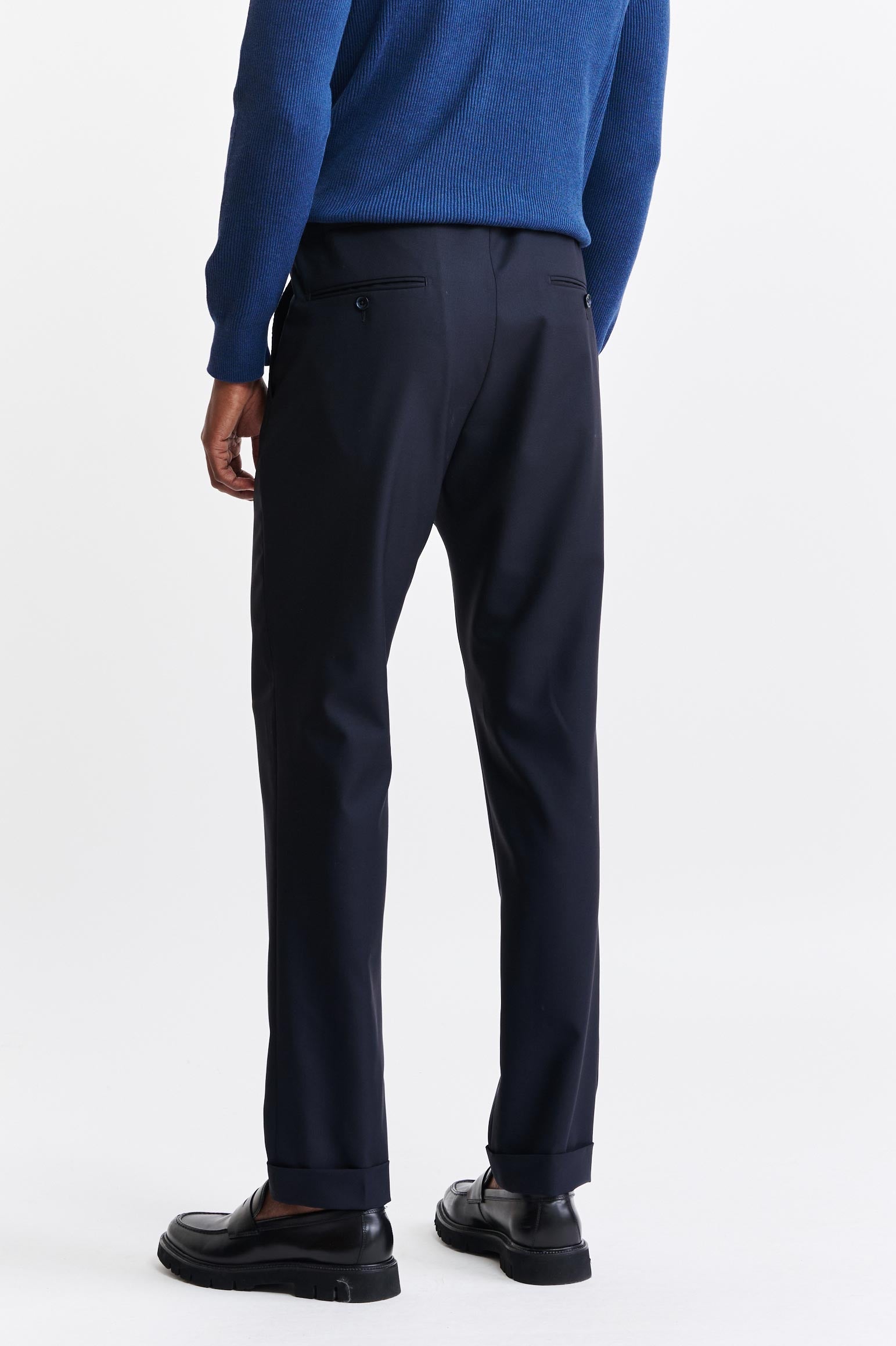 Dark Blue 100% Wool Perth Drawstring Trousers Capri — detail 5
