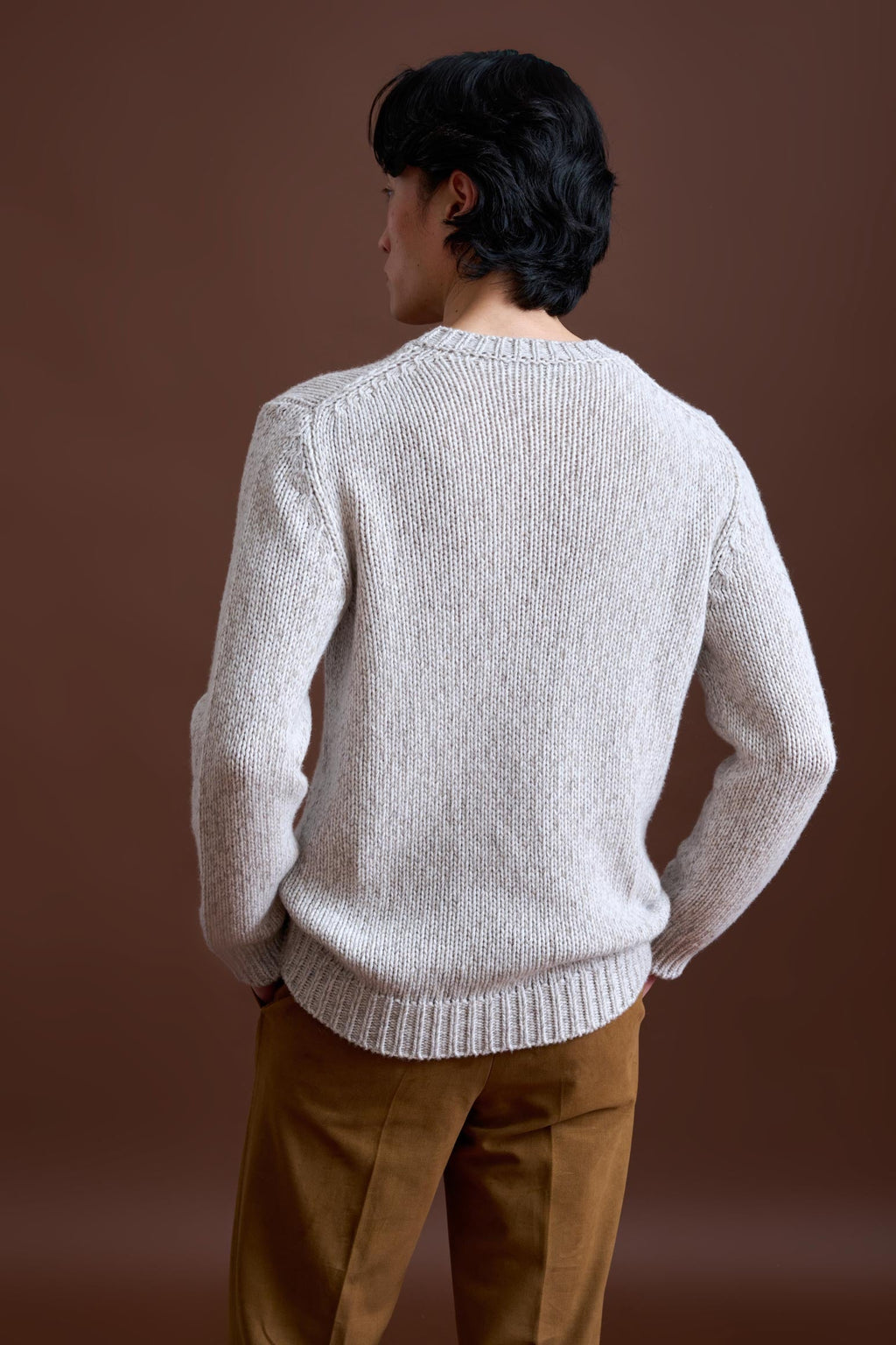 Beige Melange Wool & Cashmere Mouline Totnes Crewneck Knit — detail 4