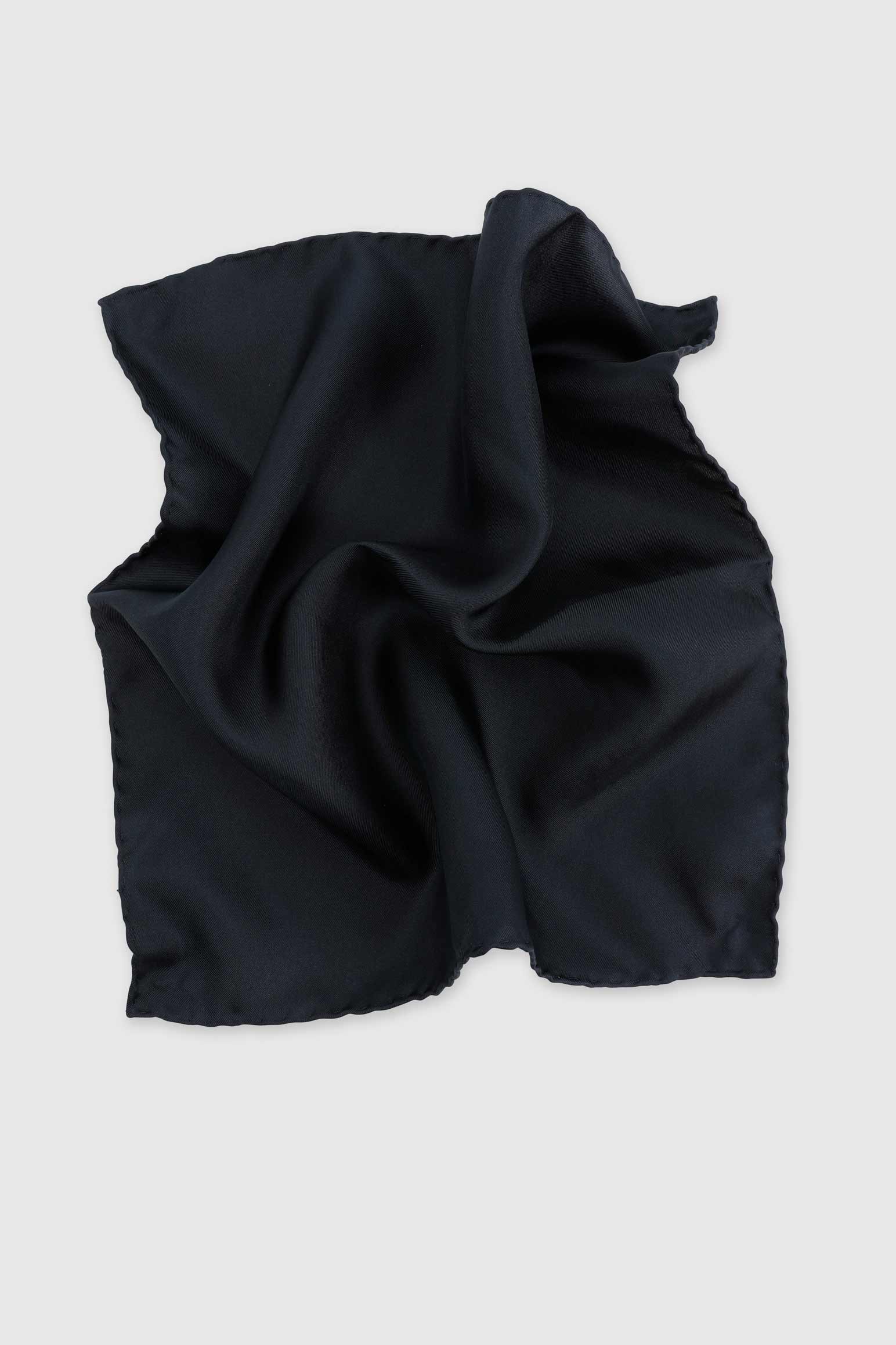 Navy 100% Silk Handmade Pocket Square — detail 1