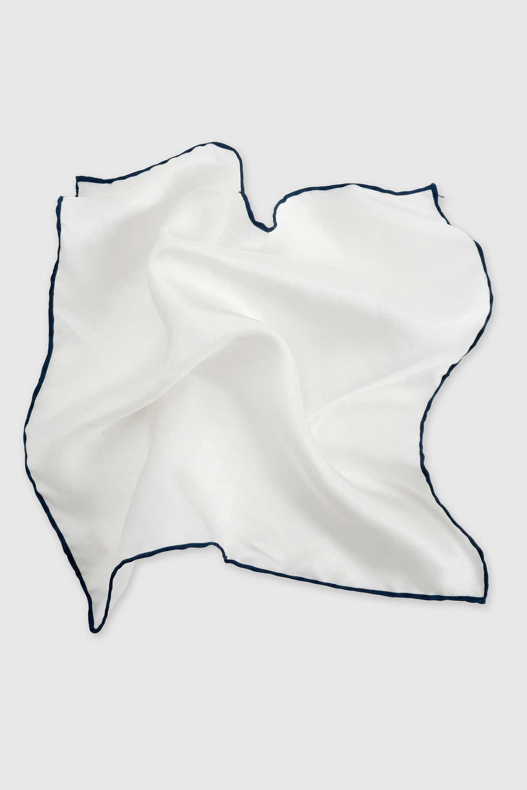 Navy Logo 100% Silk Handmade Pocket Square — detail 1