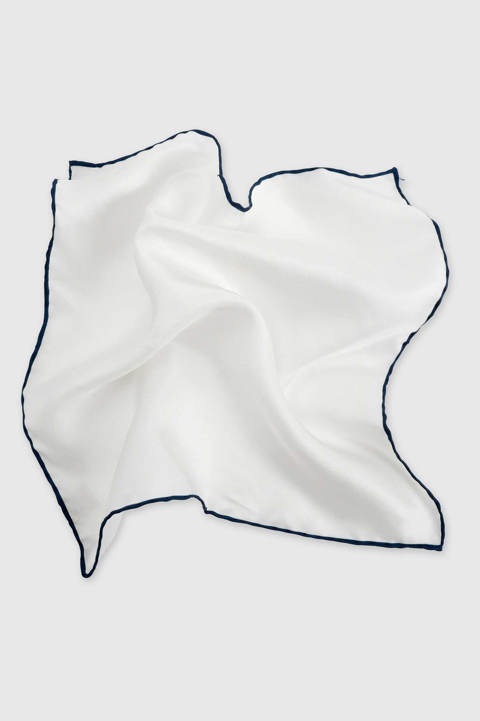 Navy Logo 100% Silk Handmade Pocket Square — detail 1